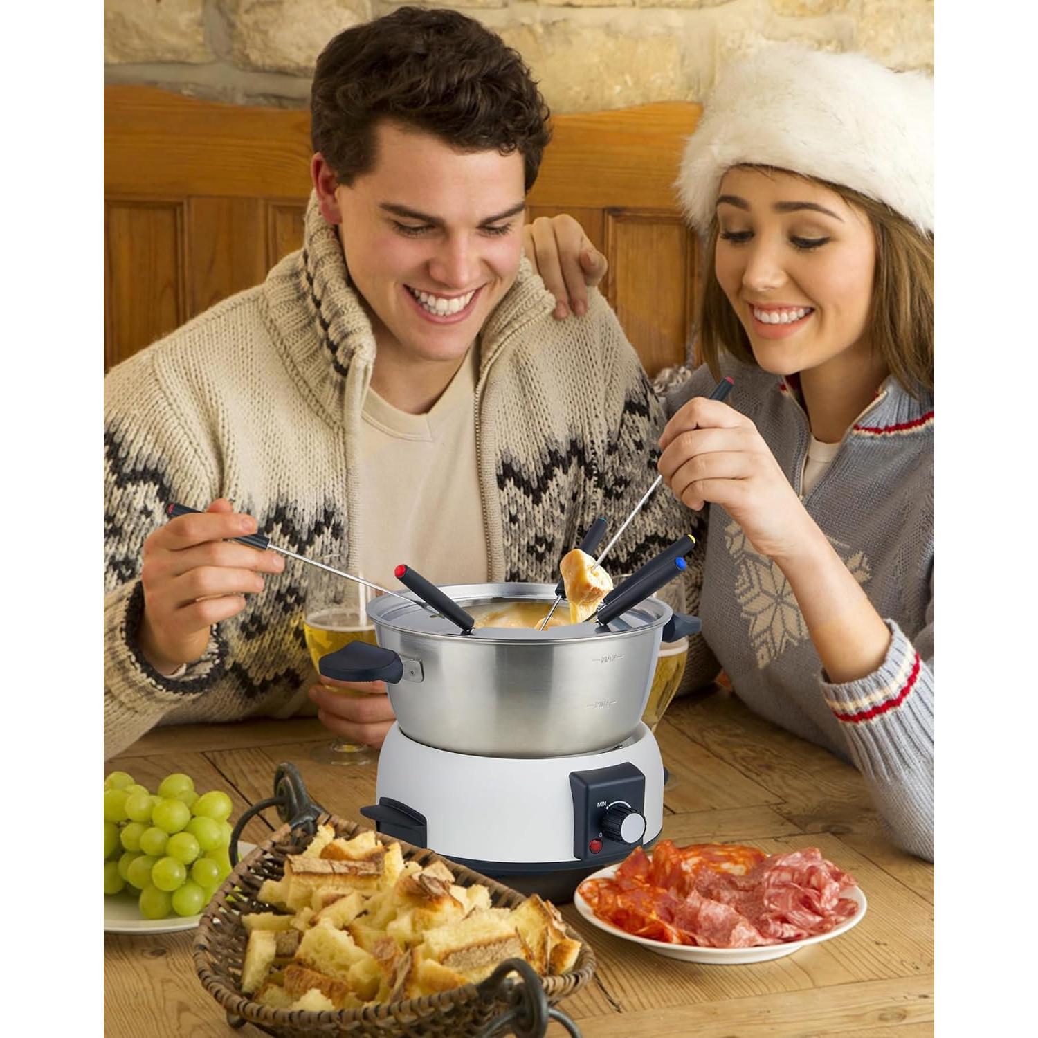 Olla de Fondue Eléctrica Saenchue 6 Tazas Acero Inoxidable
