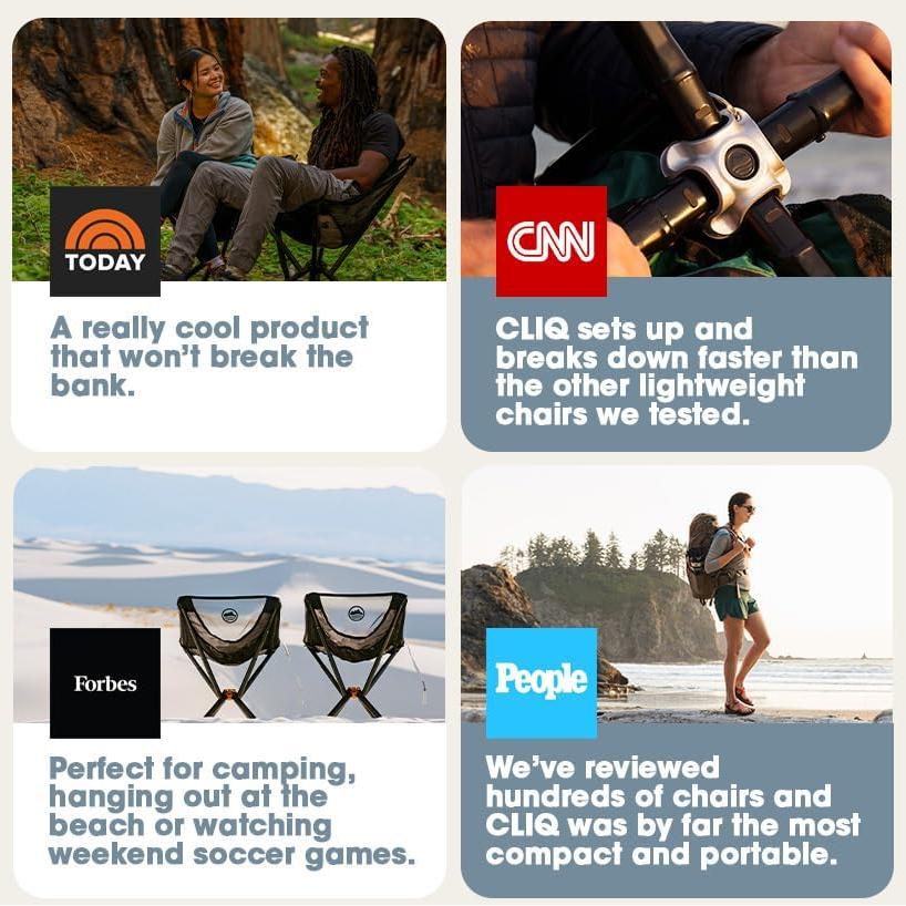 Silla Plegable CLIQ Versión 1.0 Negra - Soporta 136 Kg