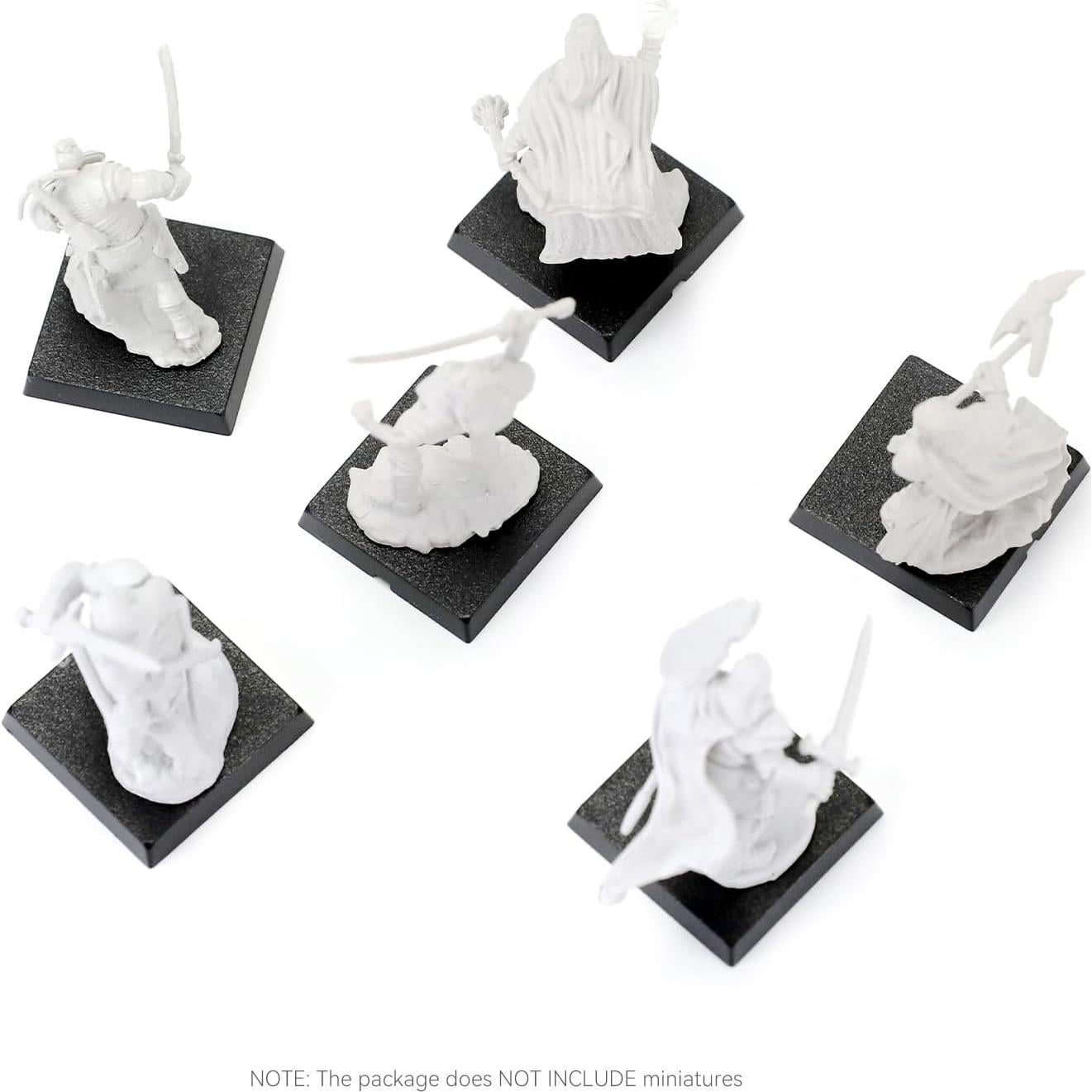 100 Bases Miniatura Cuadradas Negras 25mm FIGURESLAB para Juegos