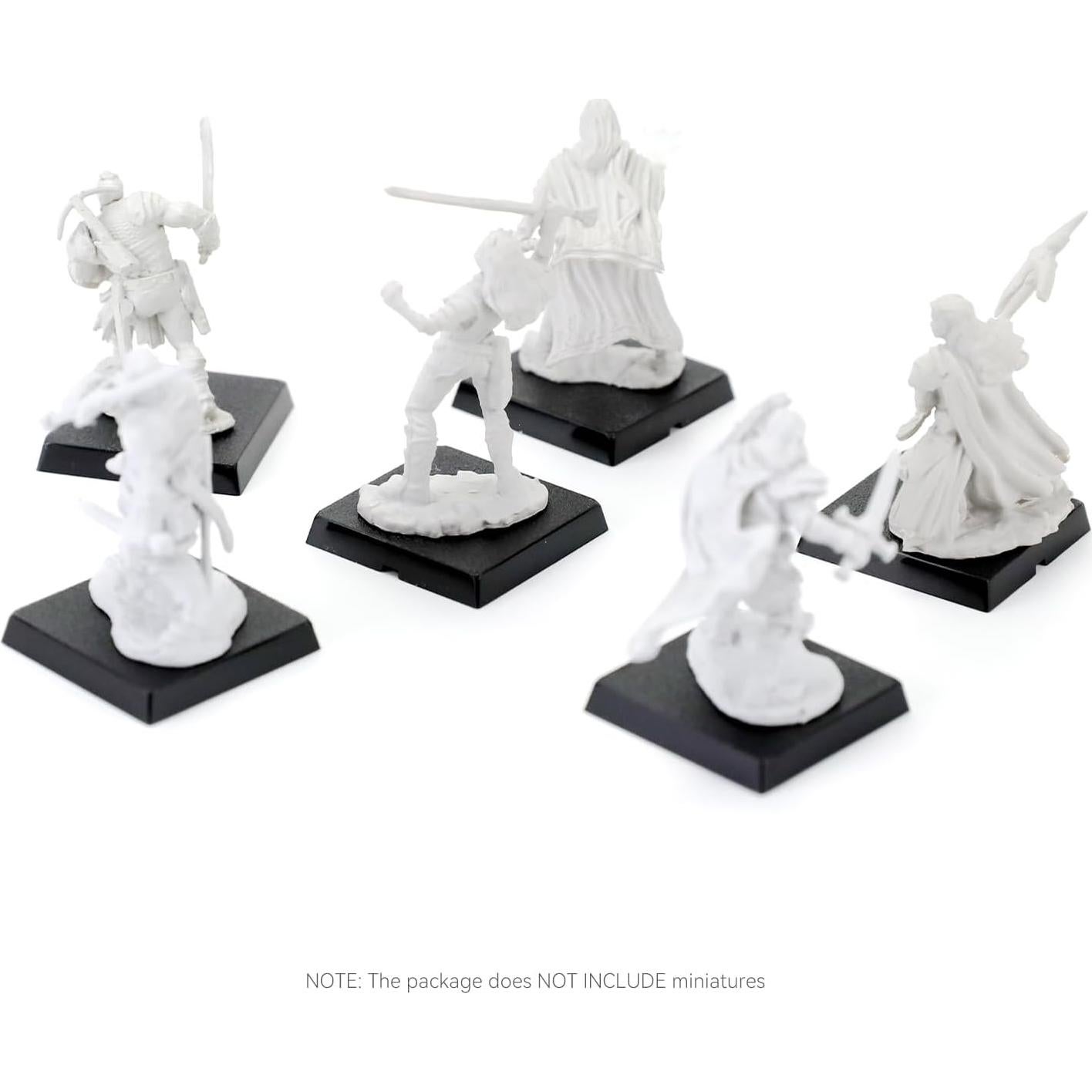 100 Bases Miniatura Cuadradas Negras 25mm FIGURESLAB para Juegos