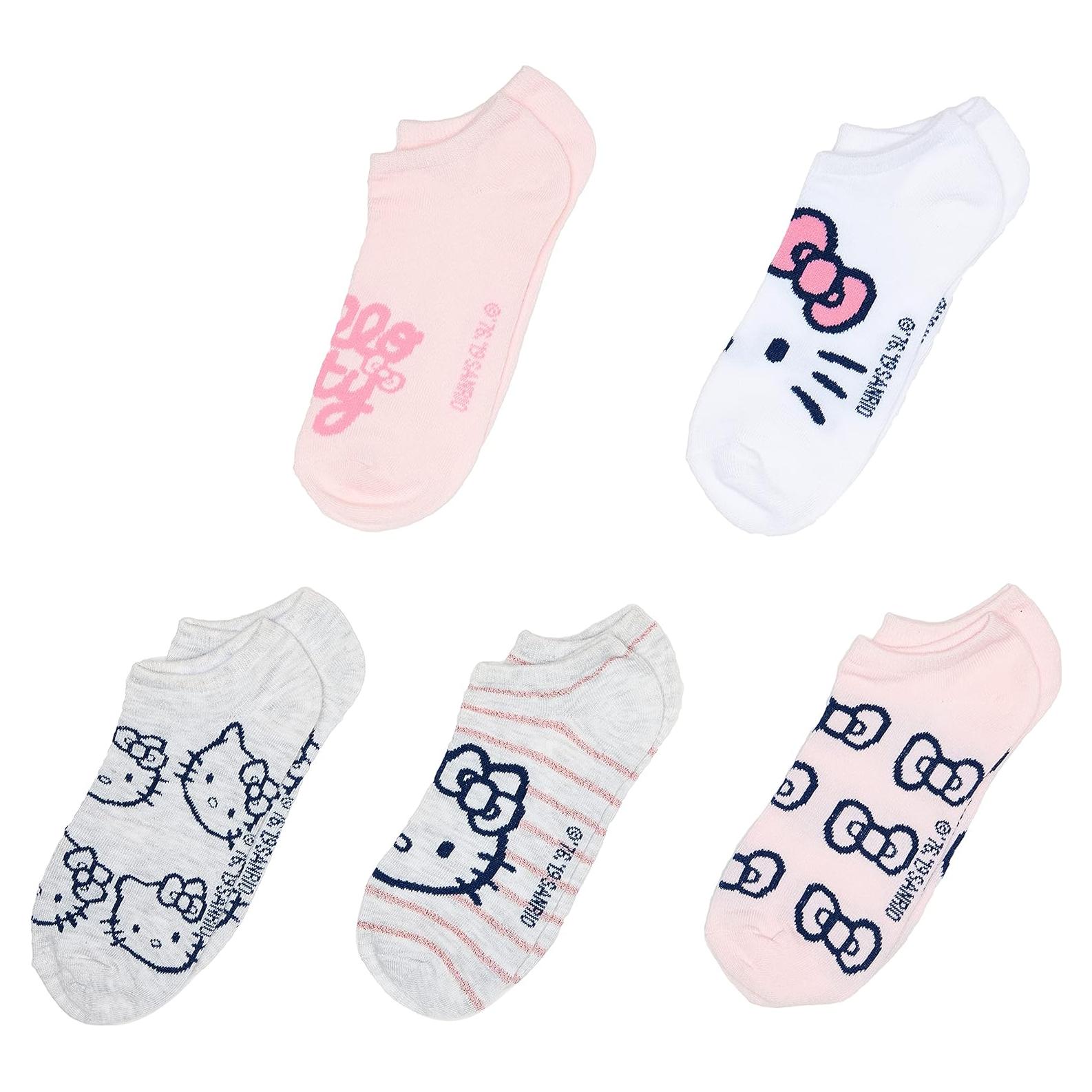 Paquete de 5 calcetines Hello Kitty para niñas 9-11 pastel