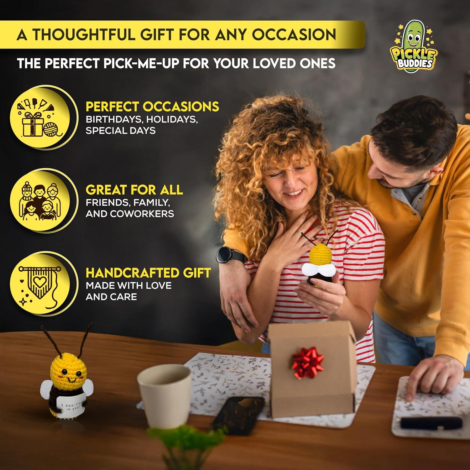 Peluche de Ganchillo Abeja Positiva Pickle Buddies 14cm