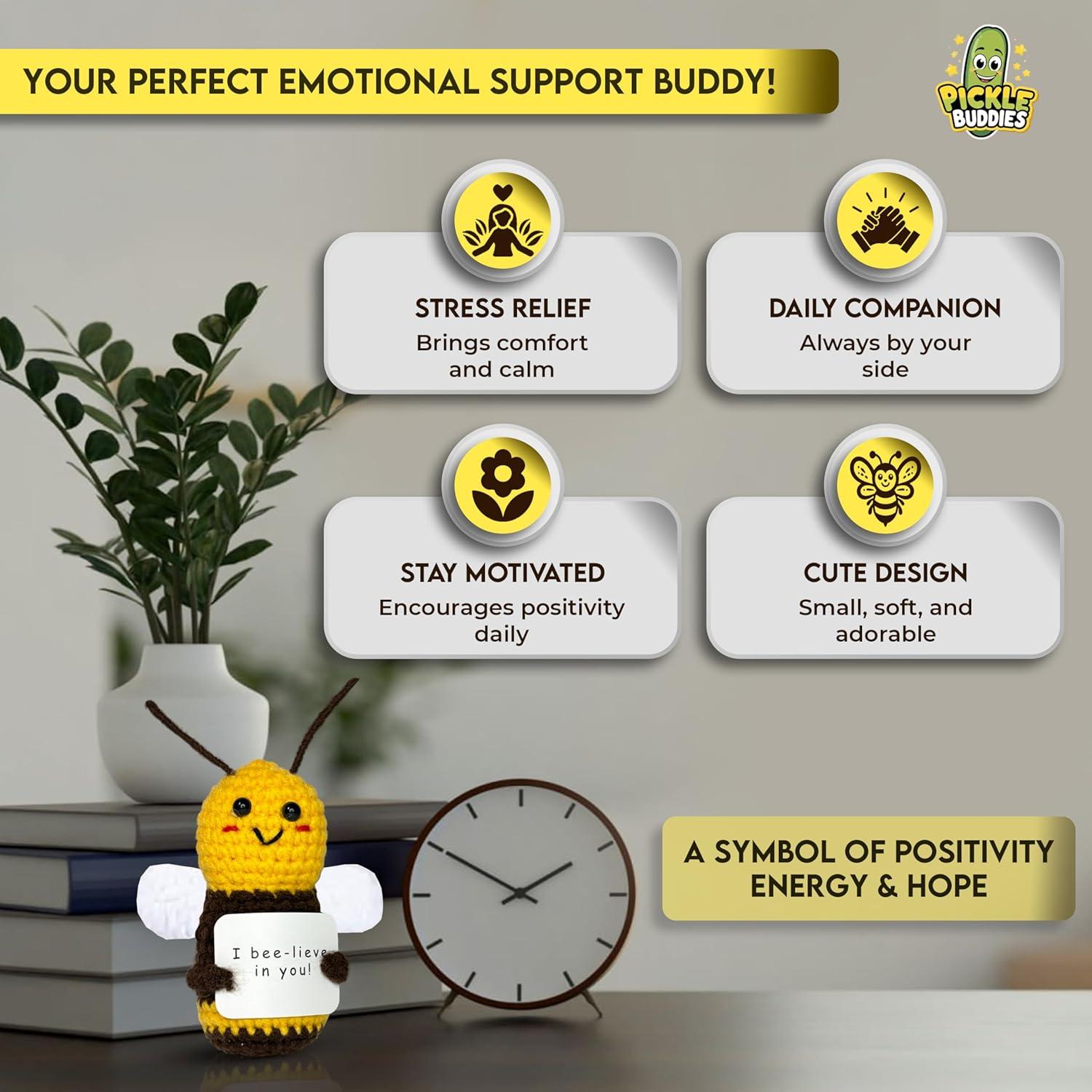 Peluche de Ganchillo Abeja Positiva Pickle Buddies 14cm