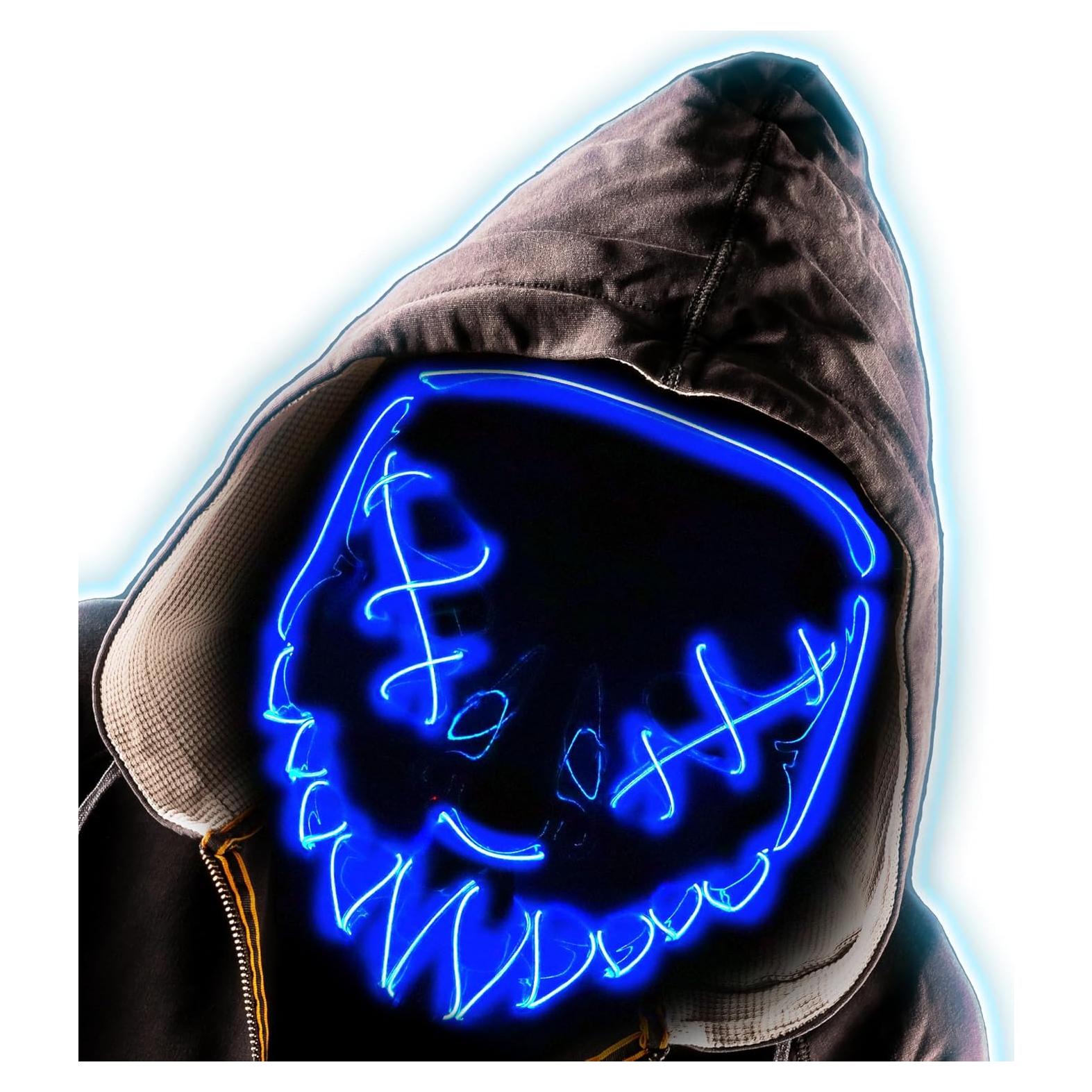 Máscara LED Iluminada Halloween Oybete Azul para Adultos