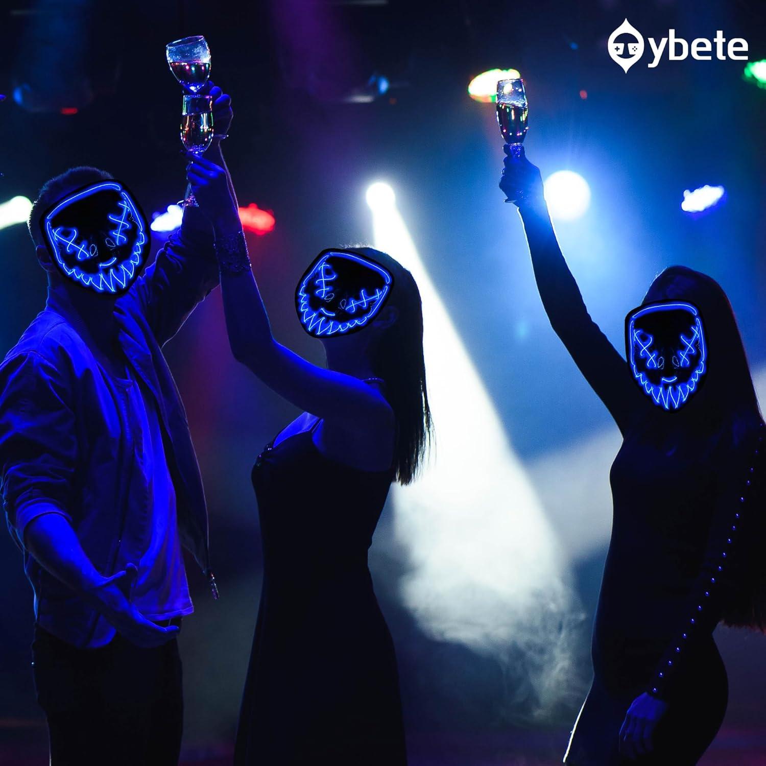 Máscara LED Iluminada Halloween Oybete Azul para Adultos