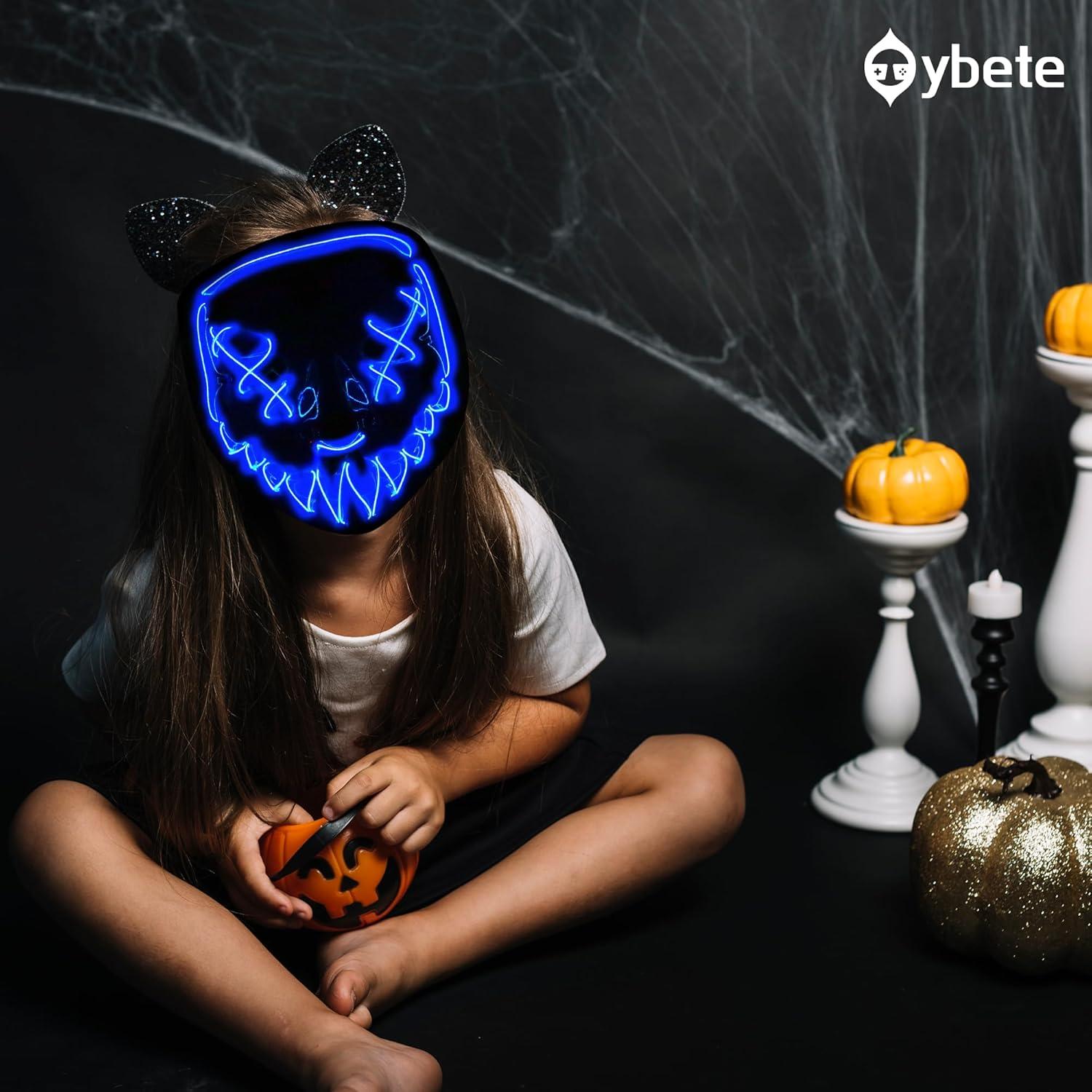 Máscara LED Iluminada Halloween Oybete Azul para Adultos