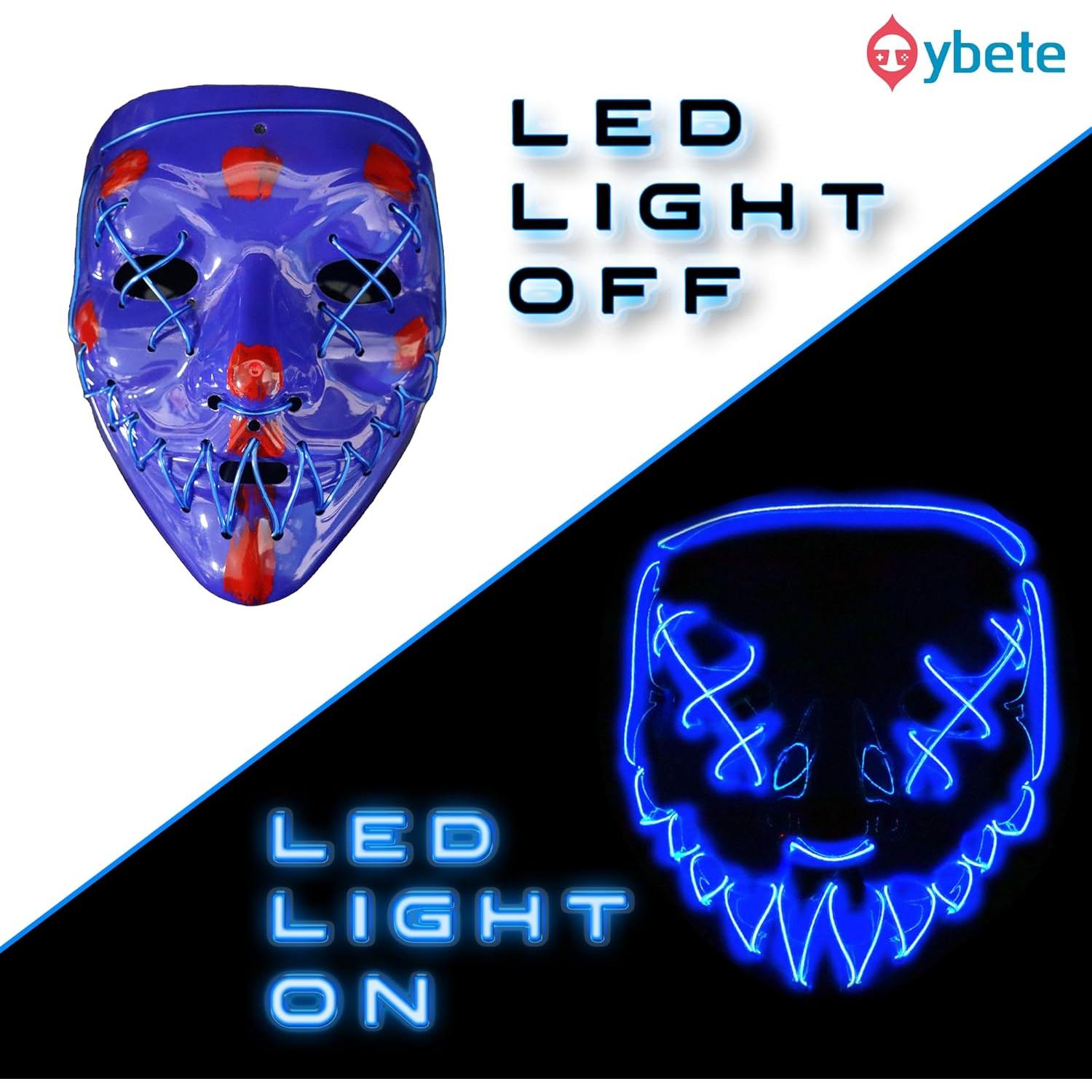 Máscara LED Iluminada Halloween Oybete Azul para Adultos