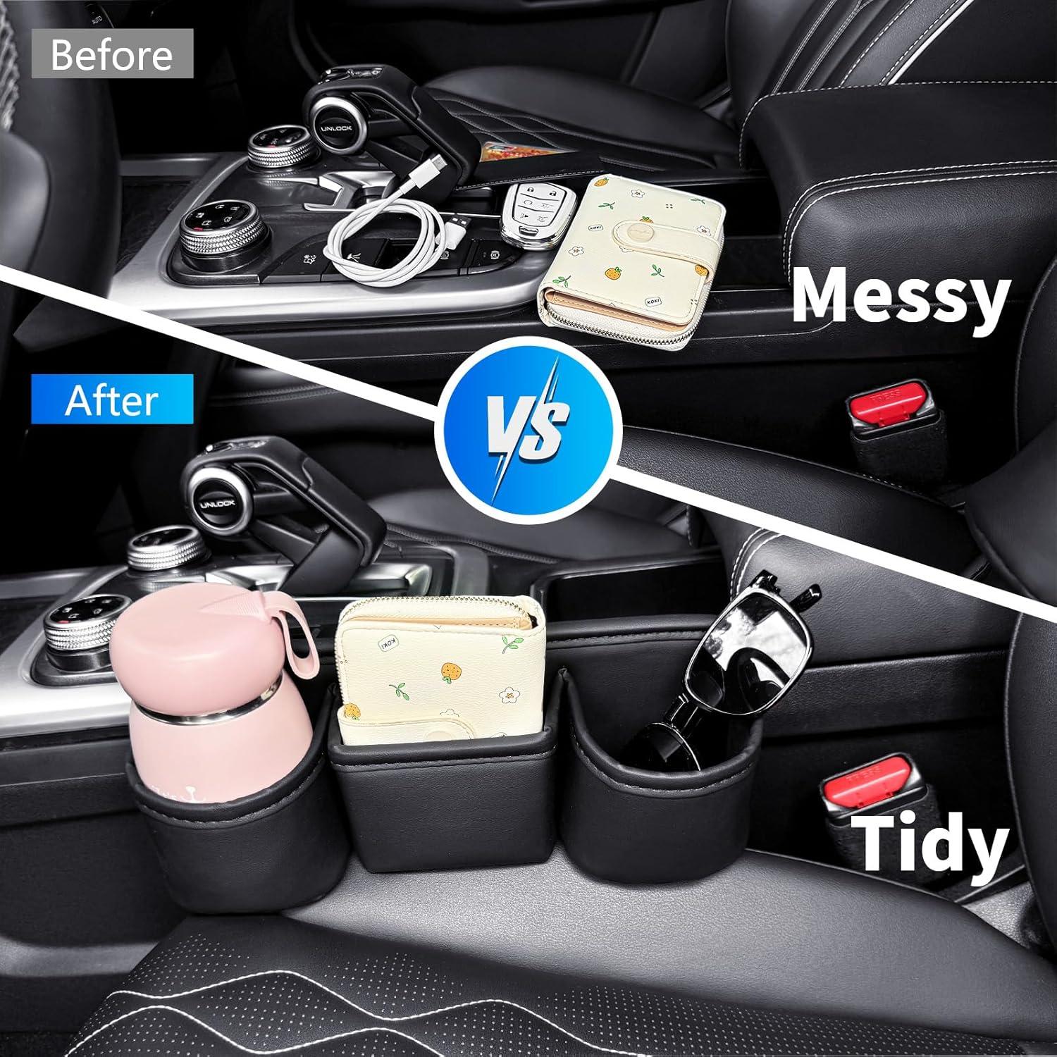 Caja de Almacenamiento LECART para Asiento de Coche con 2 Portavasos