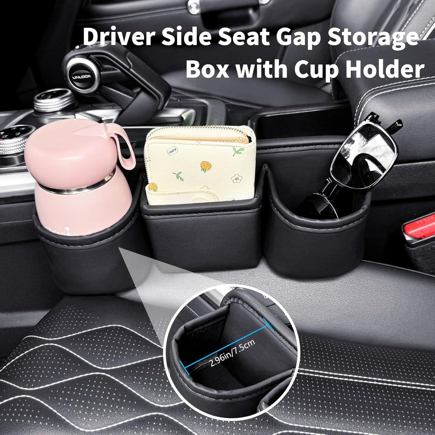 Caja de Almacenamiento LECART para Asiento de Coche con 2 Portavasos