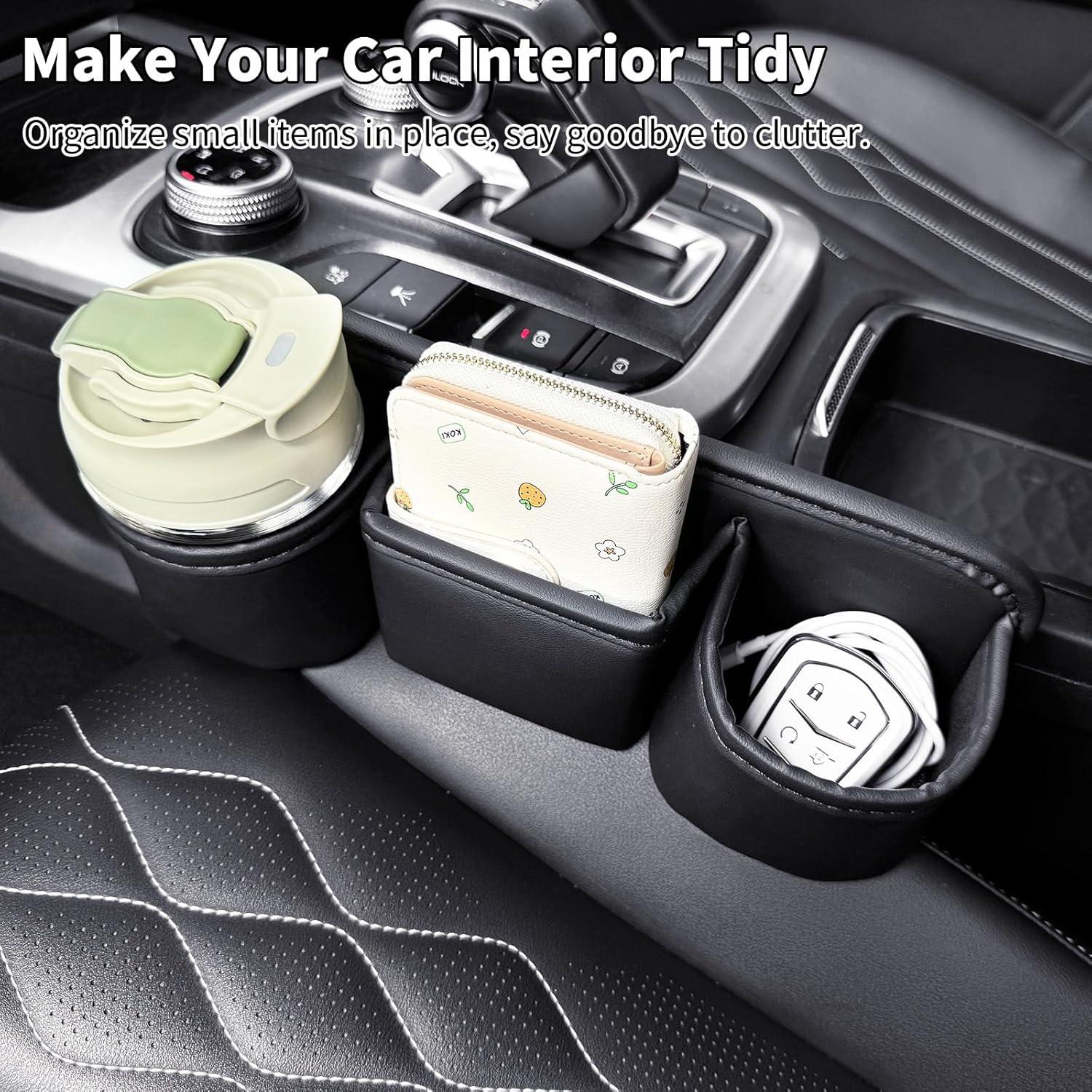 Caja de Almacenamiento LECART para Asiento de Coche con 2 Portavasos