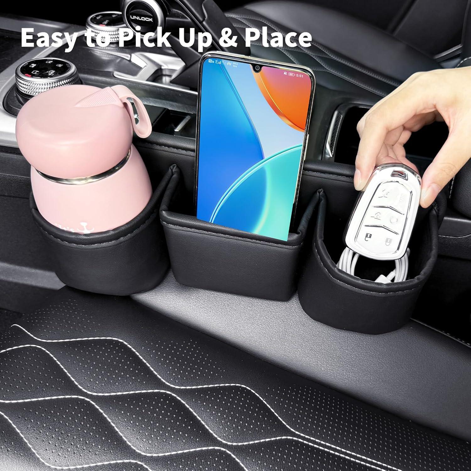 Caja de Almacenamiento LECART para Asiento de Coche con 2 Portavasos