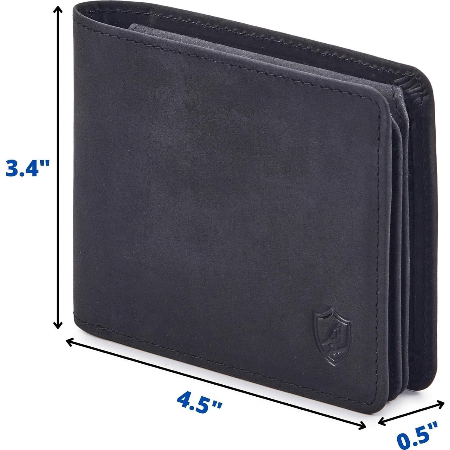 Cartera Bifold Hombre Cuero Caballo Loco Negro RFID 14 Tarjetas