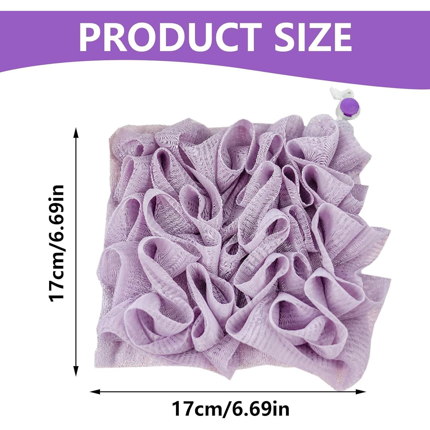 Tela de Lufa para Jabón en Barra QIYUDA 2 Piezas Beige y Púrpura