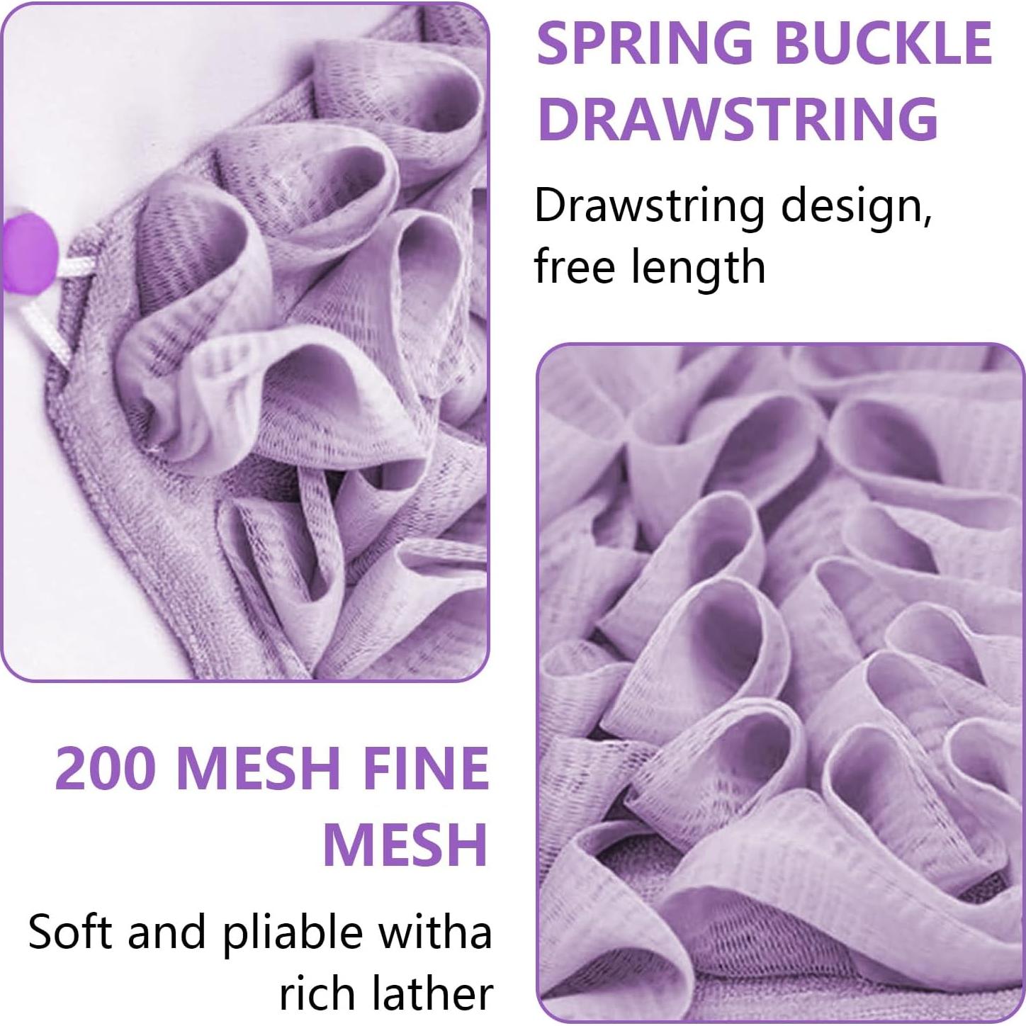 Tela de Lufa para Jabón en Barra QIYUDA 2 Piezas Beige y Púrpura