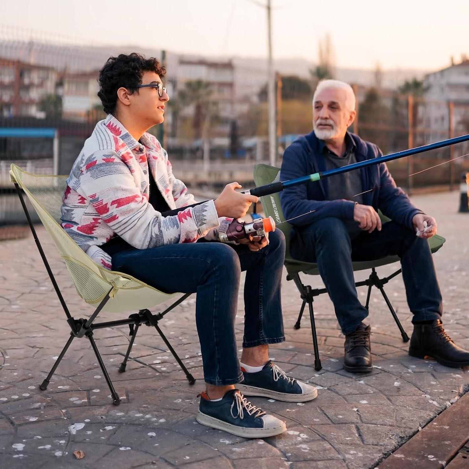 CAMEL CROWN Portable Camping Chair Lightweight Compact Folding Chair Mesh for Outdoor Camp Travel Beach Picnic Festival Hiking Backpacking Army Green