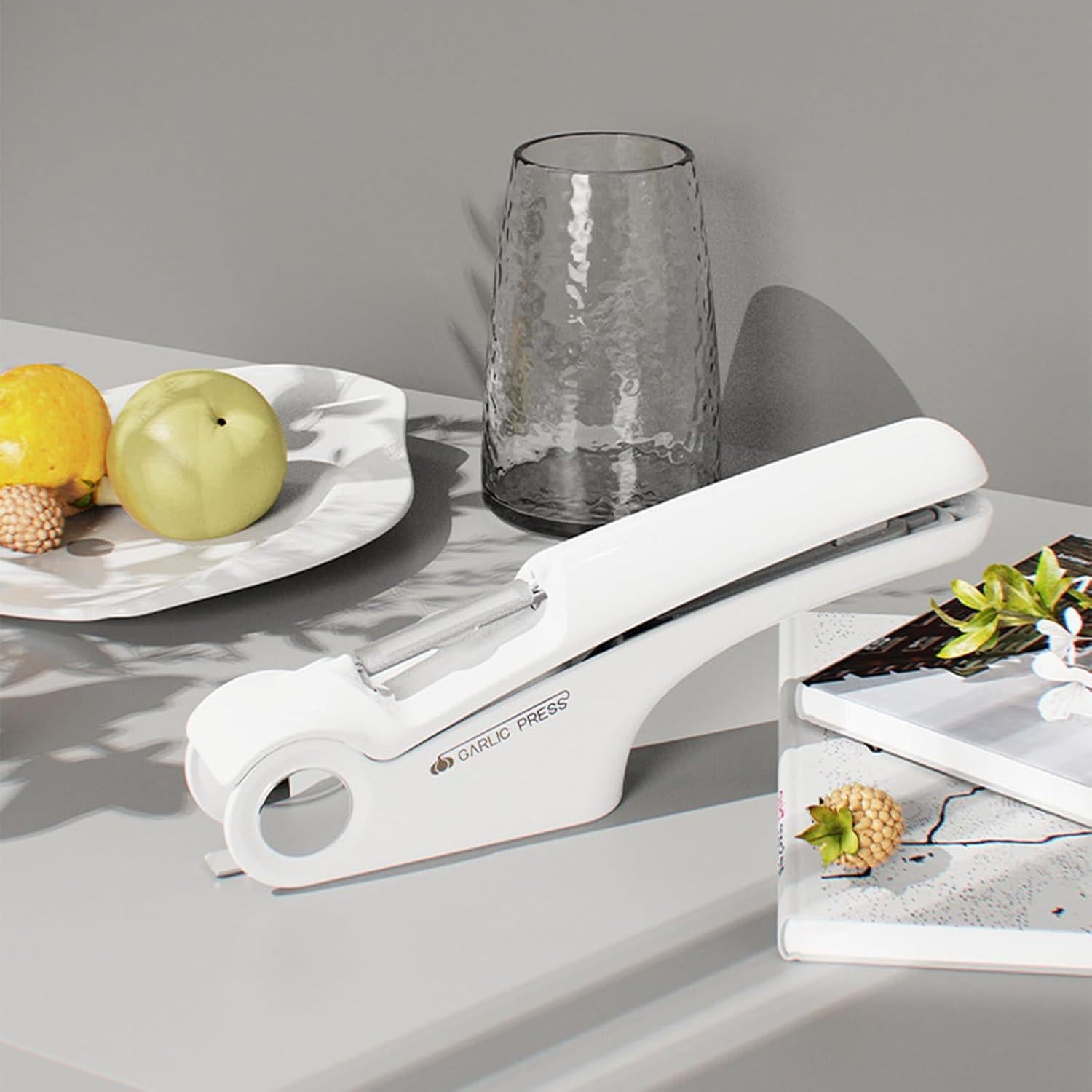 Prensa de Ajo 4 en 1 EAZHOP Verde - Trituradora y Peladora