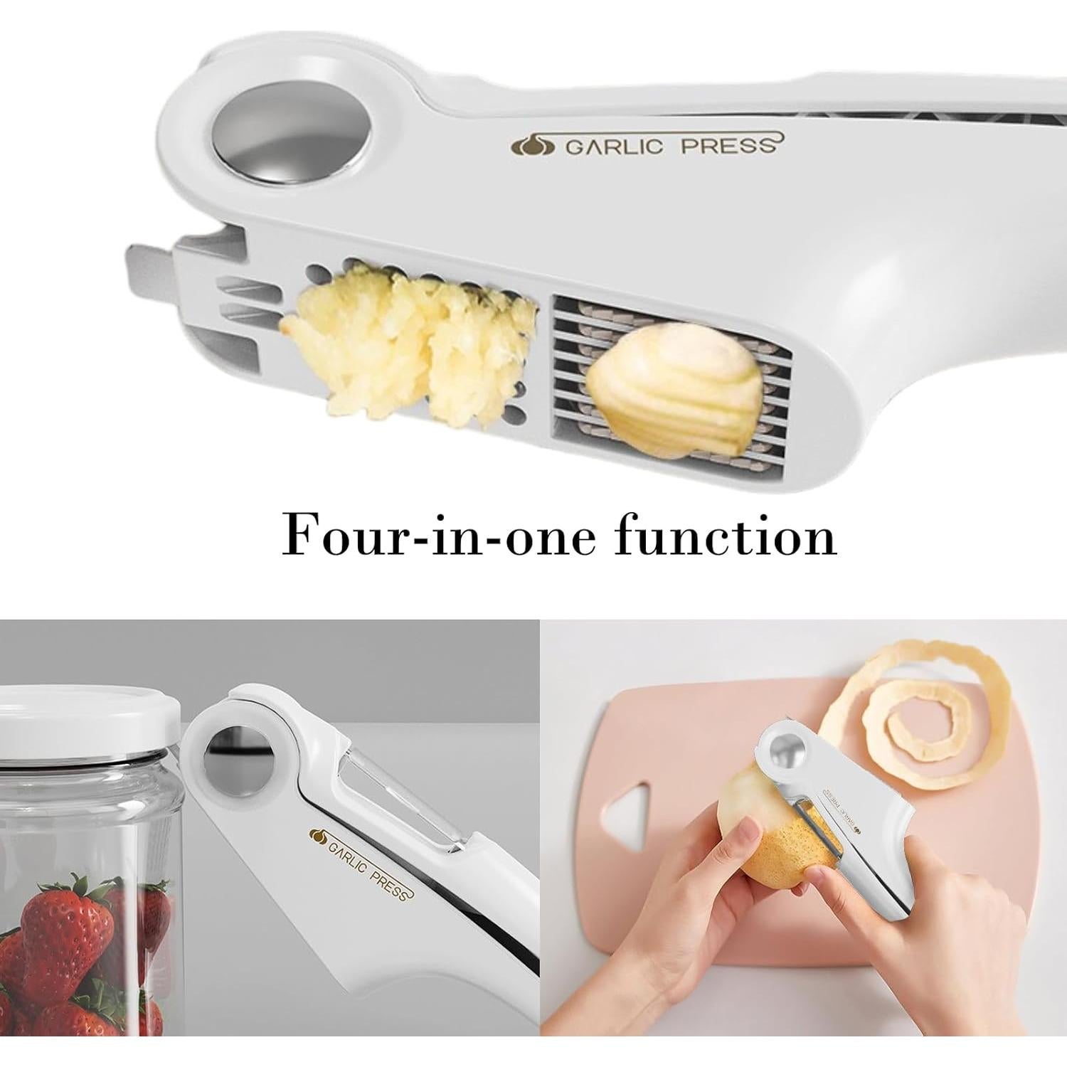 Prensa de Ajo 4 en 1 EAZHOP Verde - Trituradora y Peladora