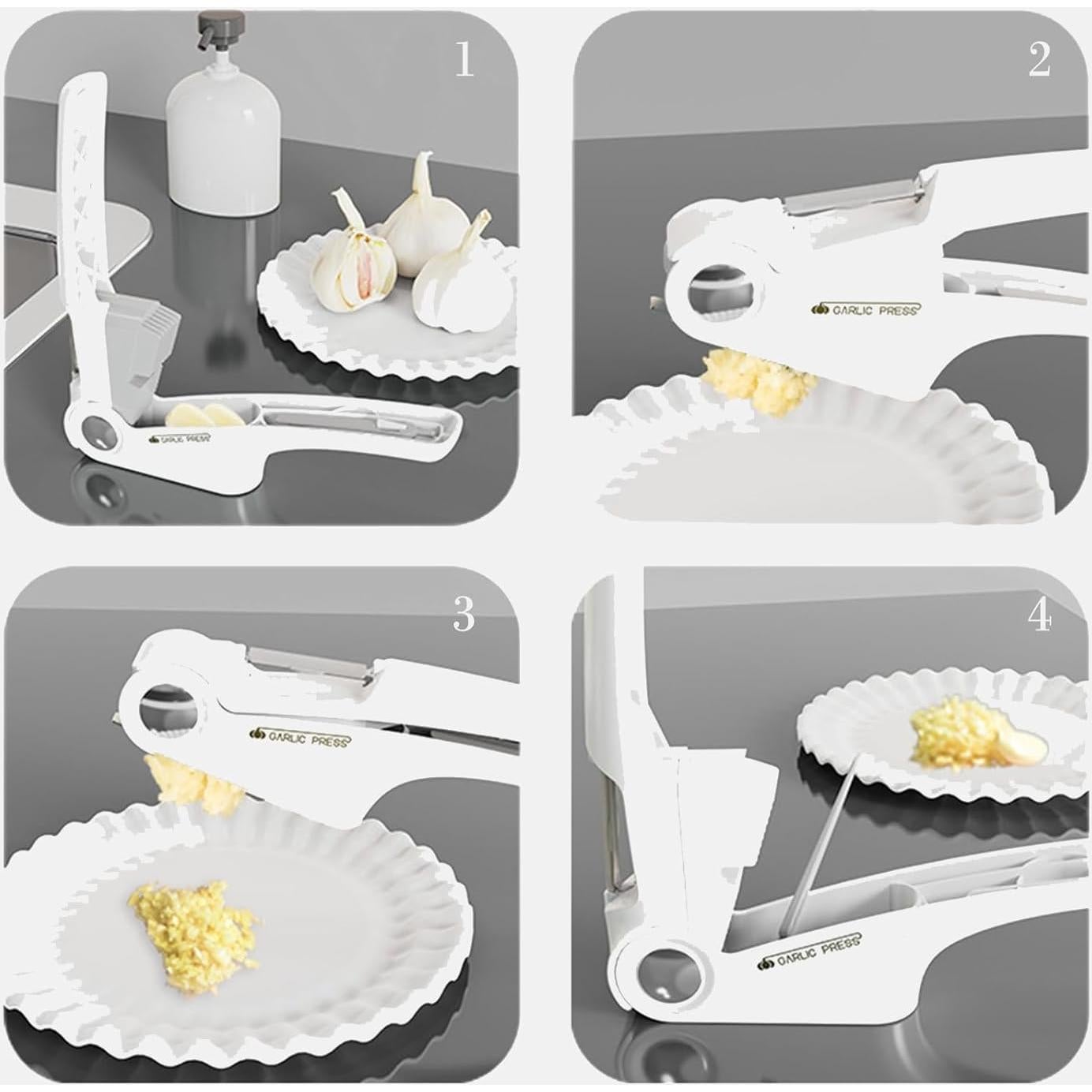 Prensa de Ajo 4 en 1 EAZHOP Verde - Trituradora y Peladora