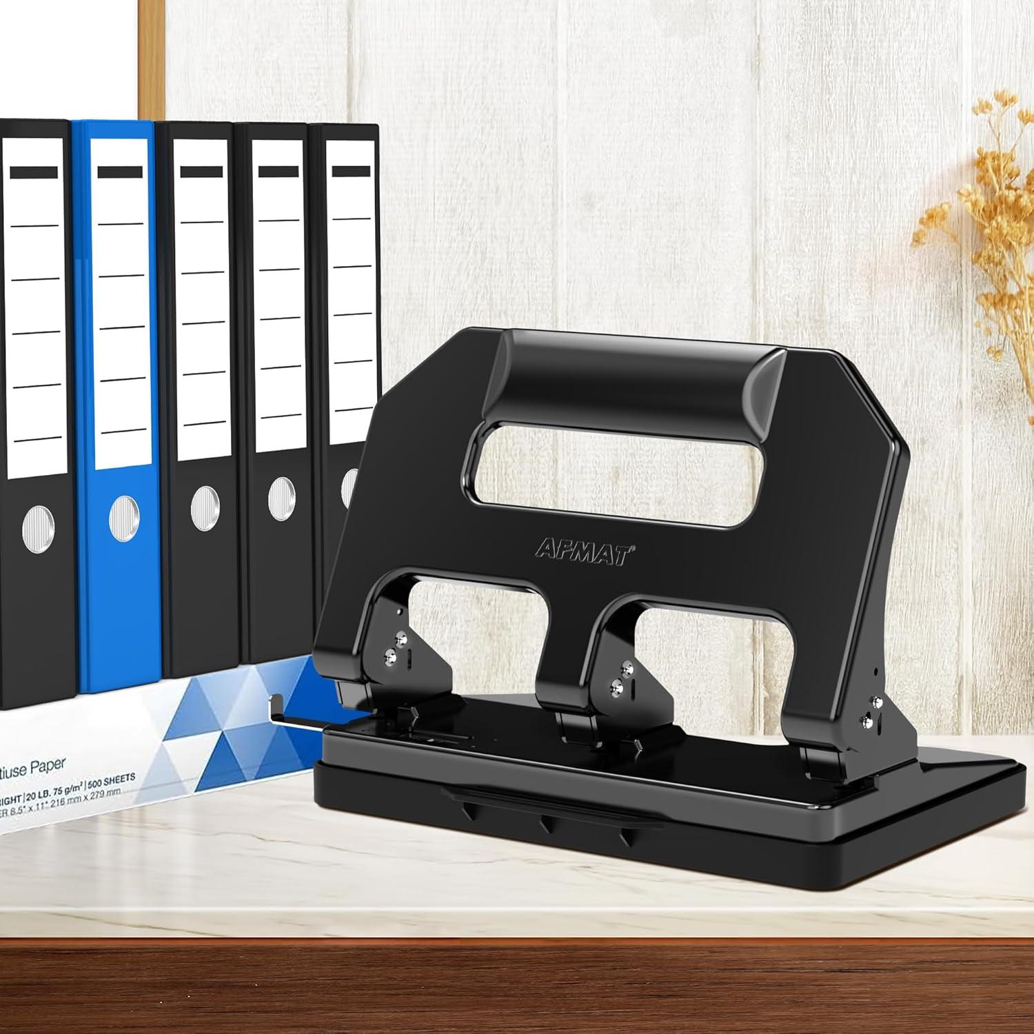 Perforadora de 3 Agujeros AFMAT HPX1 Metal 40 Hojas Negro