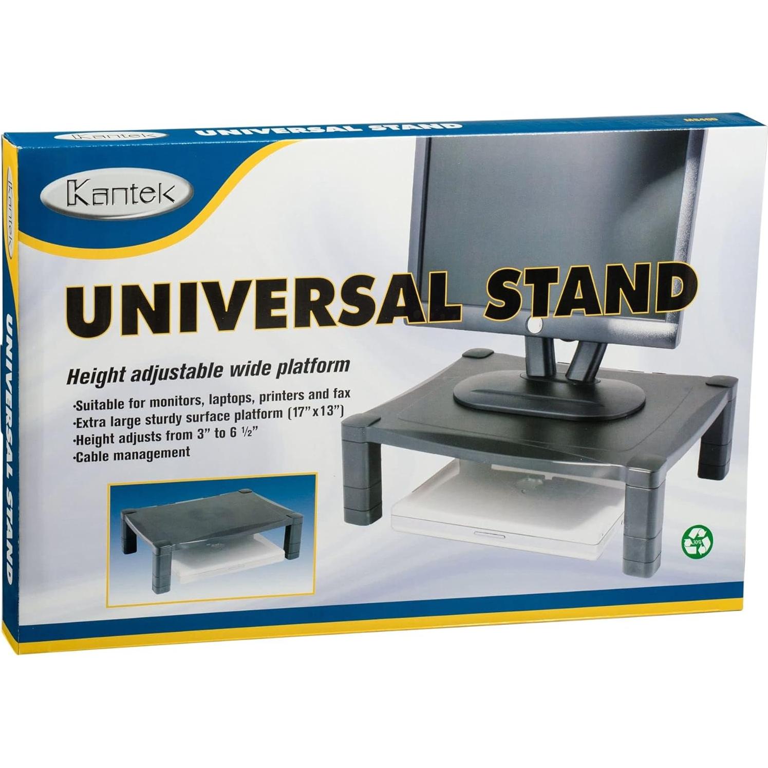 Soporte de Monitor Ajustable Kantek MS400, Negro, 1.4 kg