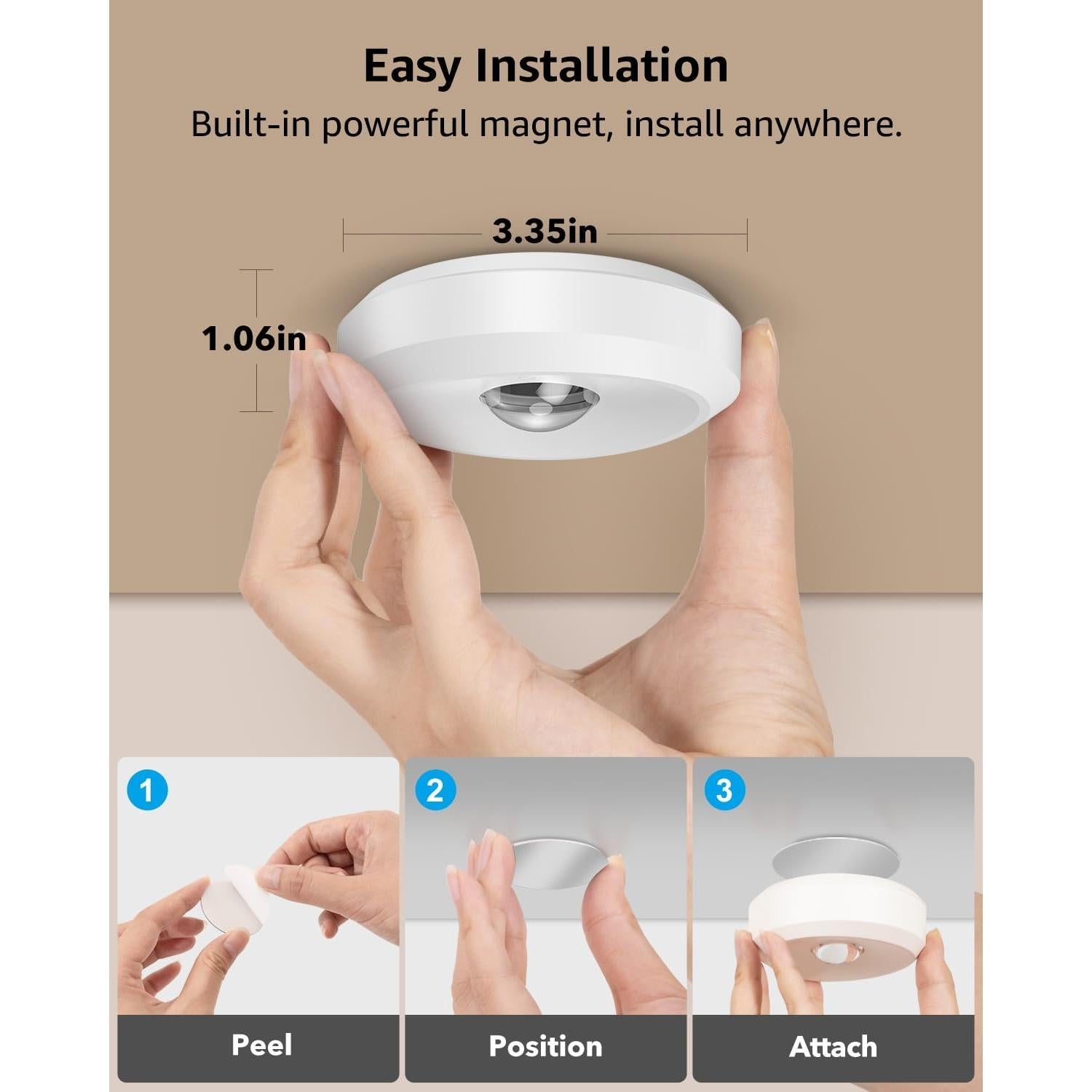 USB Rechargeable LED Puck Lights with Remote Control, 2400mAh Battery Operated Push Lights Stick On Magnetic Closet Tap Light Wireless Kitchen Under Cabinet Touch Lighting Shelf Press Button Light
