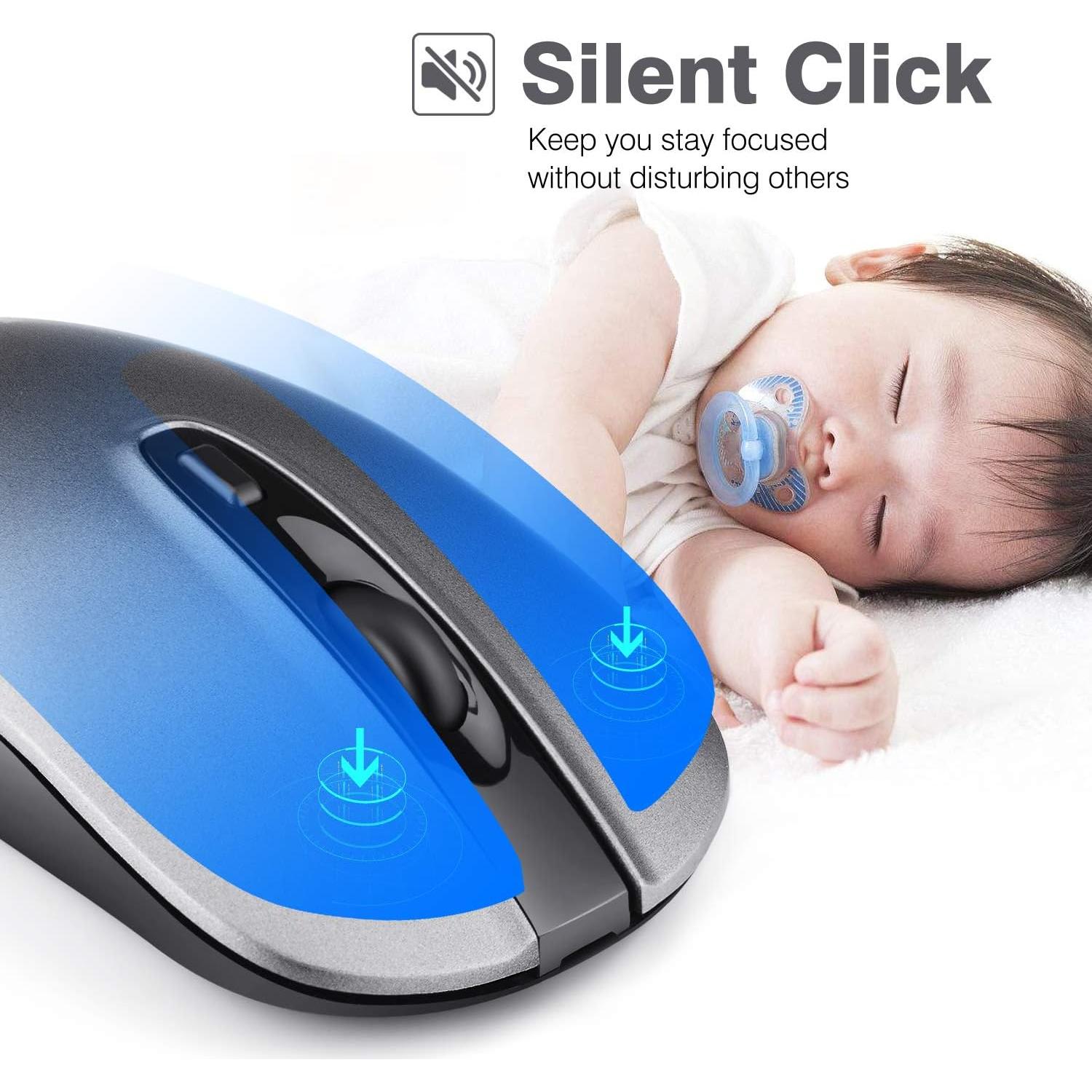 Ratón Inalámbrico LeadsaiL LX001 Silencioso Ergonómico Gris