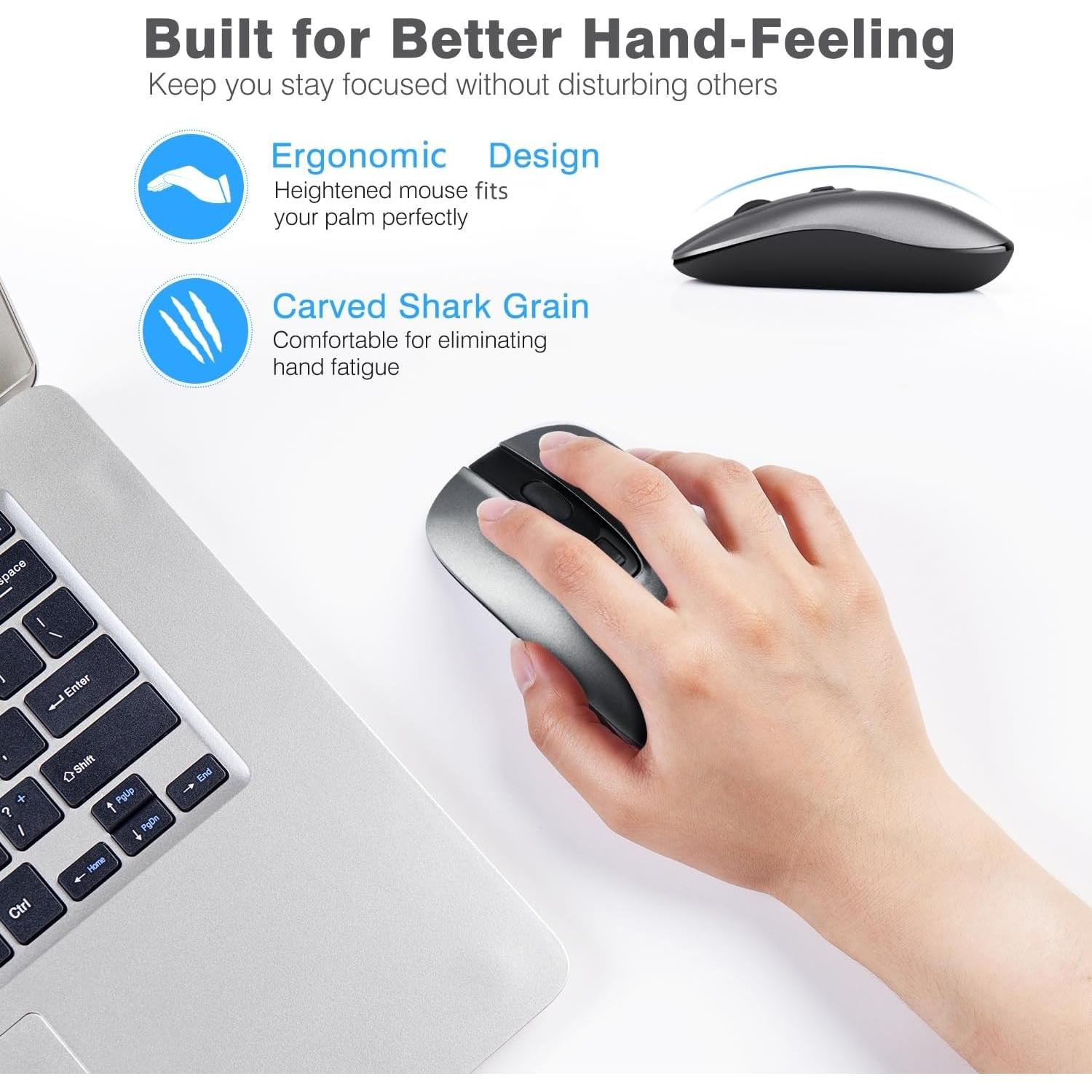 Ratón Inalámbrico LeadsaiL LX001 Silencioso Ergonómico Gris