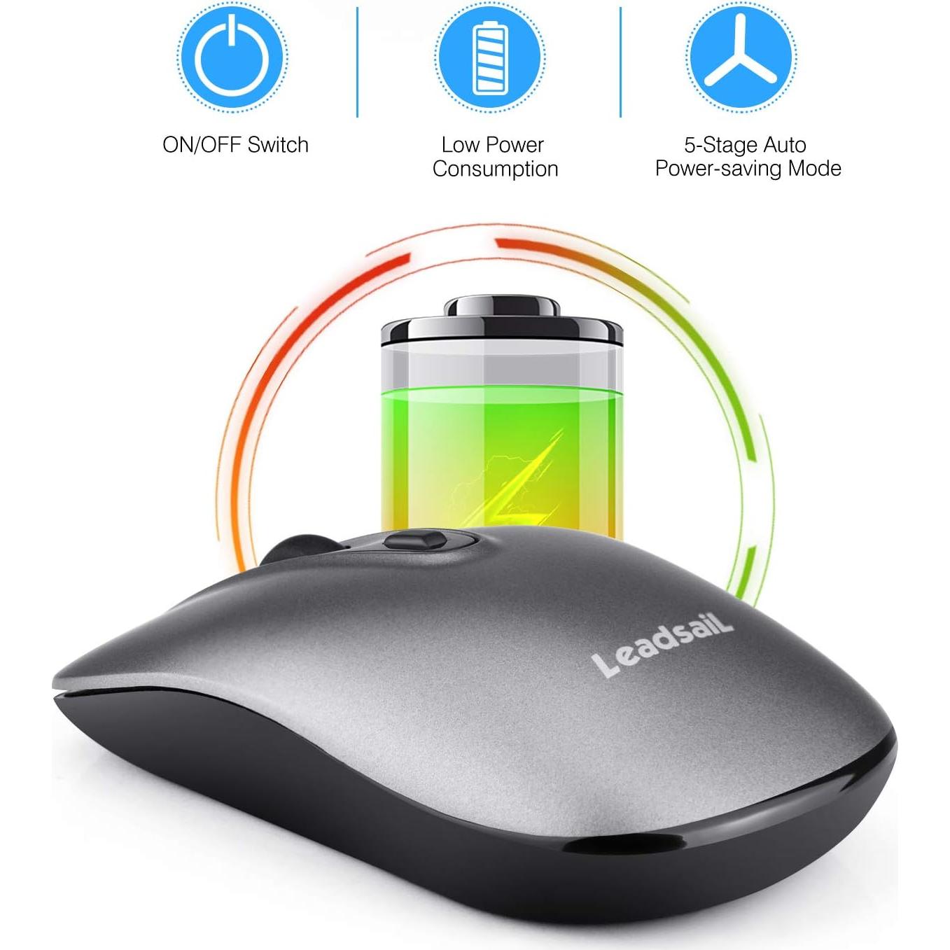 Ratón Inalámbrico LeadsaiL LX001 Silencioso Ergonómico Gris