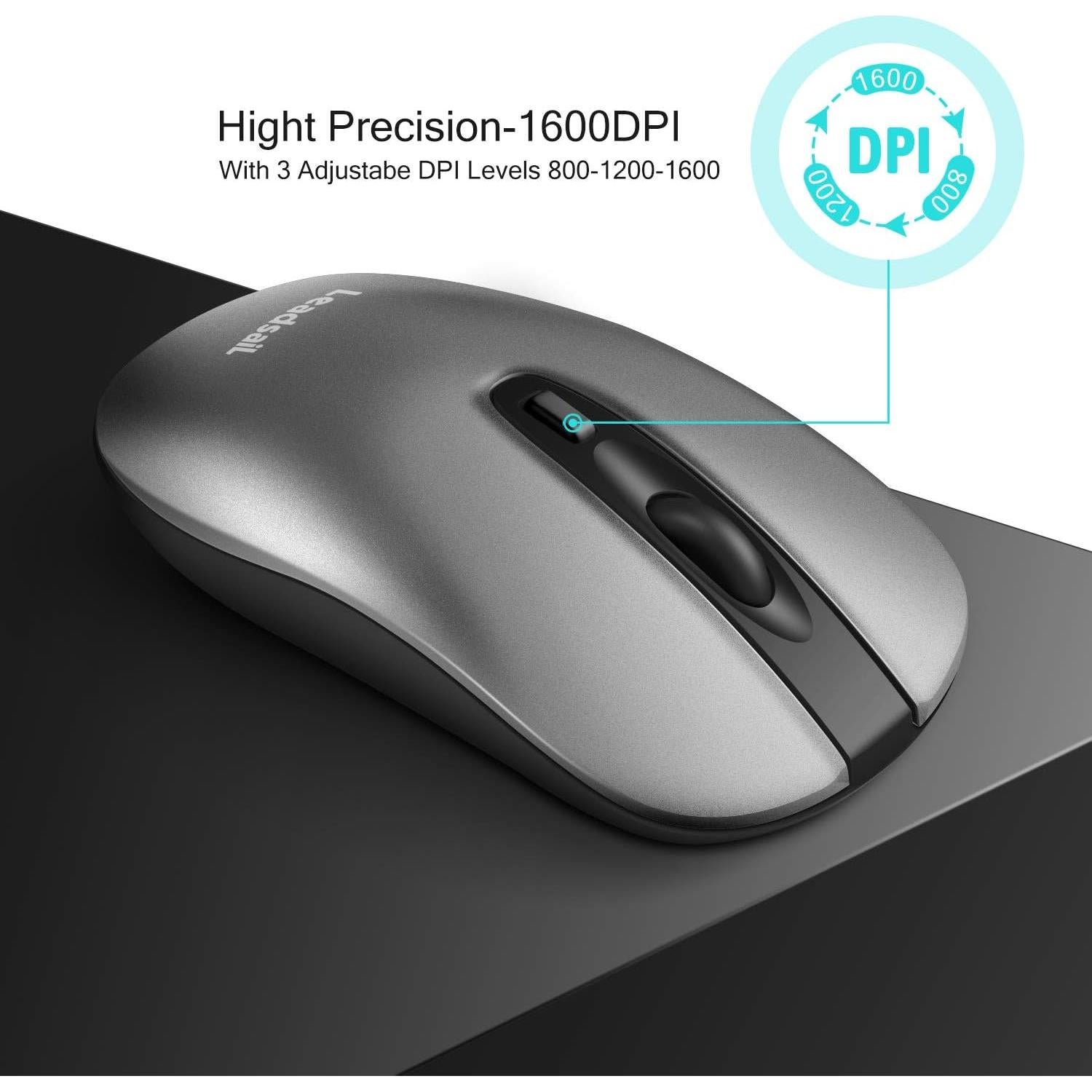 Ratón Inalámbrico LeadsaiL LX001 Silencioso Ergonómico Gris