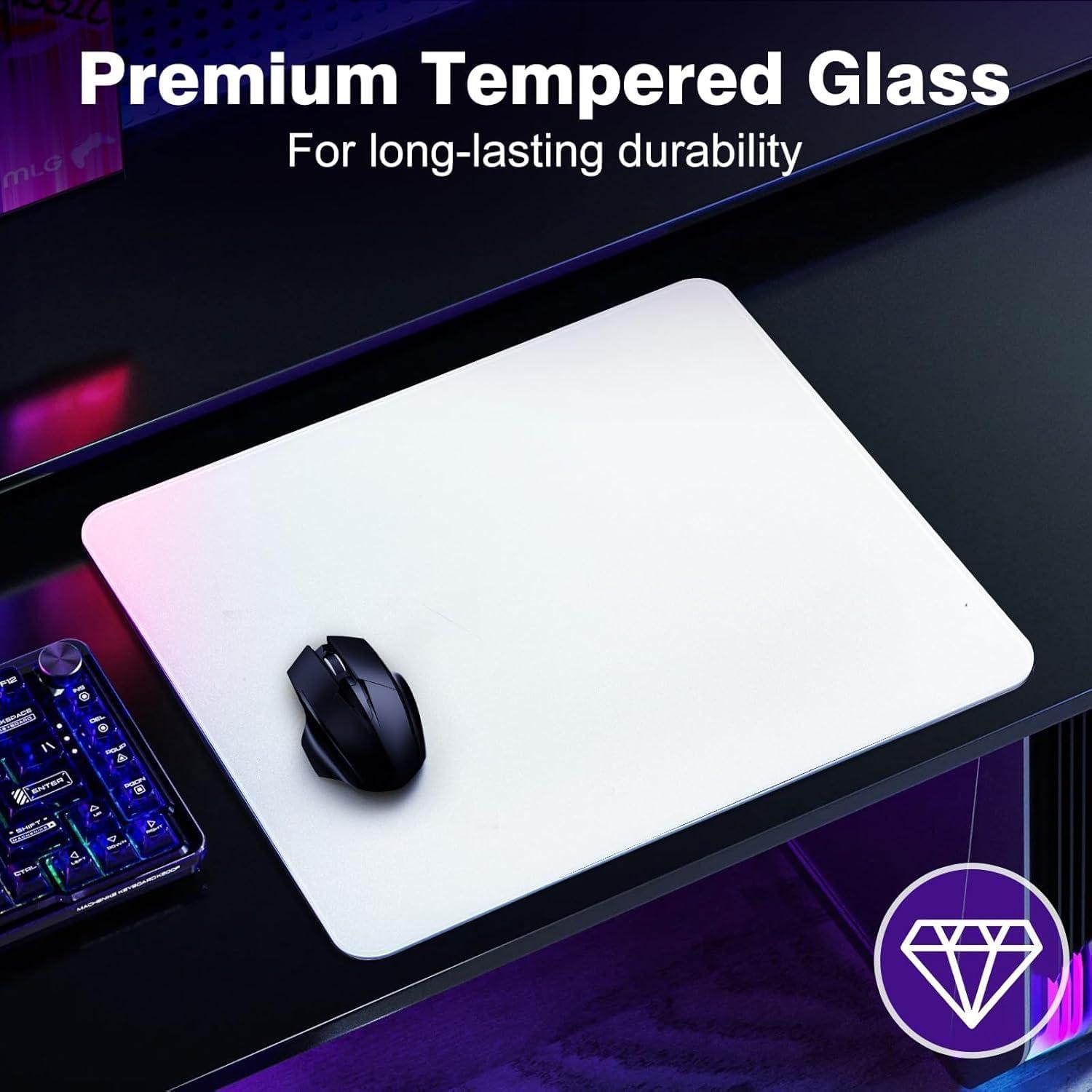 Alfombrilla de Ratón Gaming Vidrio Templado 45x40cm Antideslizante