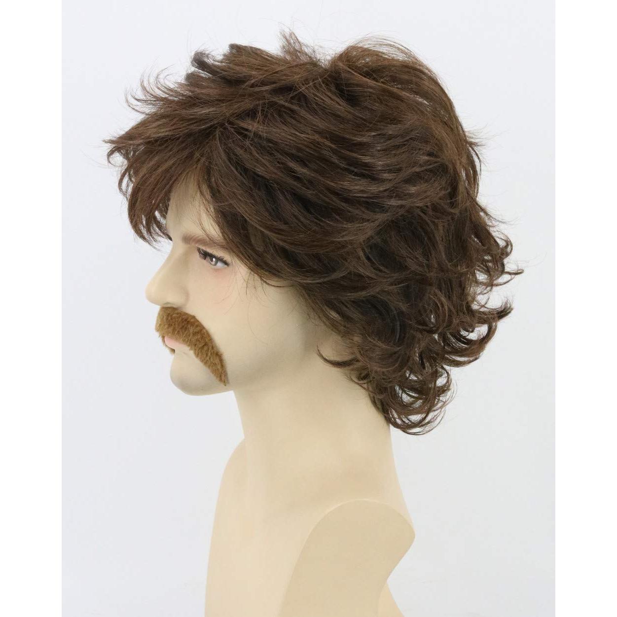 Peluca Hombre Retro Castaña 70s + Gorro y Barba