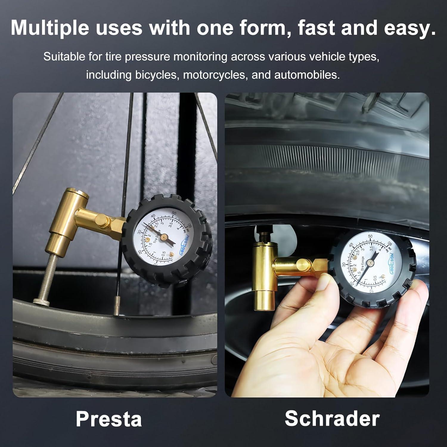 Medidor de Presión de Neumáticos GODESON 0-60 PSI Doble Válvula