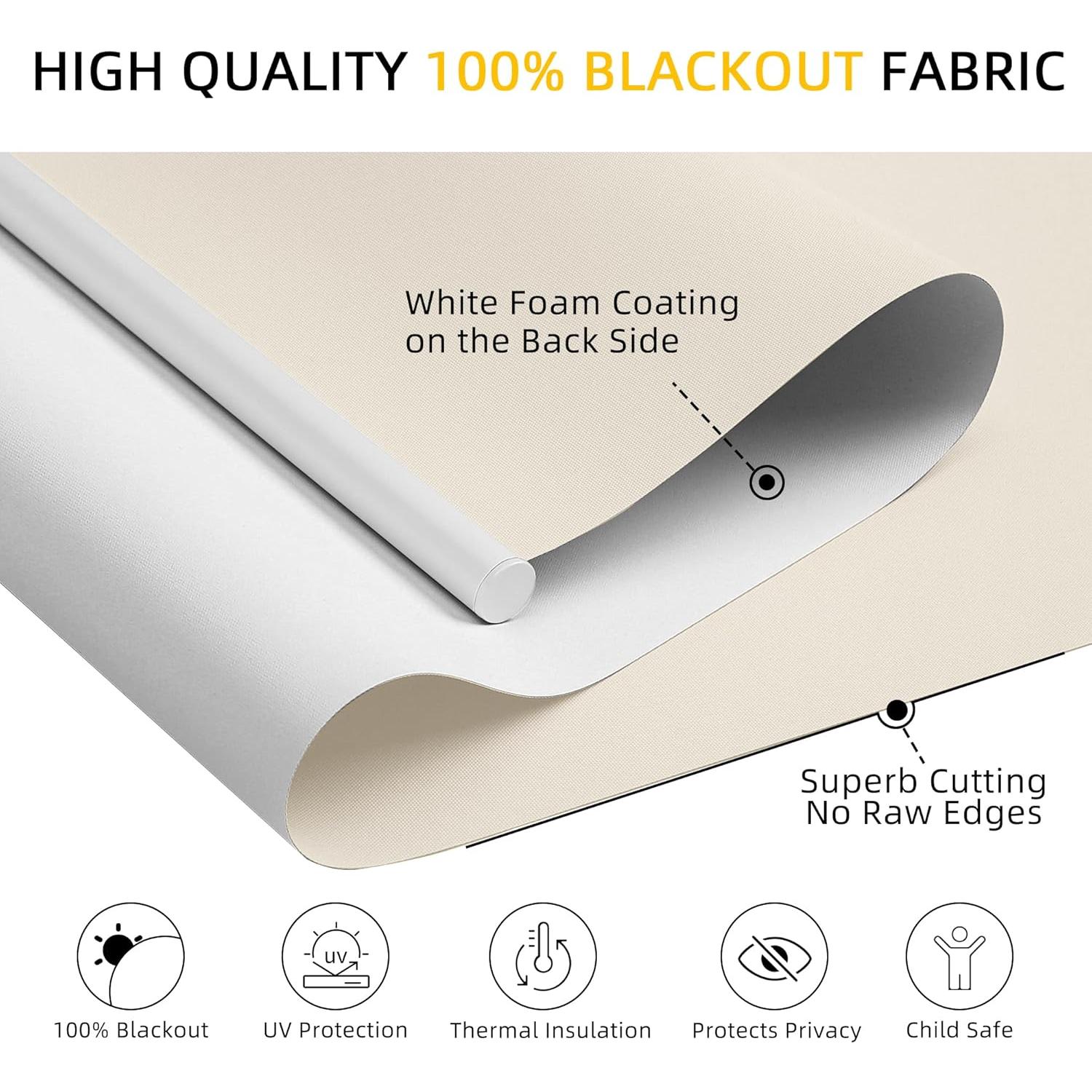 Cortina Roller Blackout Sin Cuerda ChrisDowa Beige 2.54x2.54m