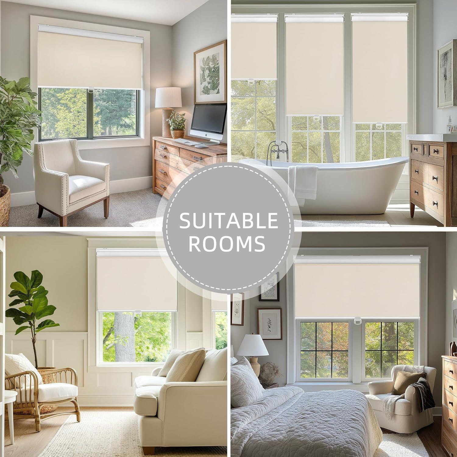 Cortina Roller Blackout Sin Cuerda ChrisDowa Beige 2.54x2.54m