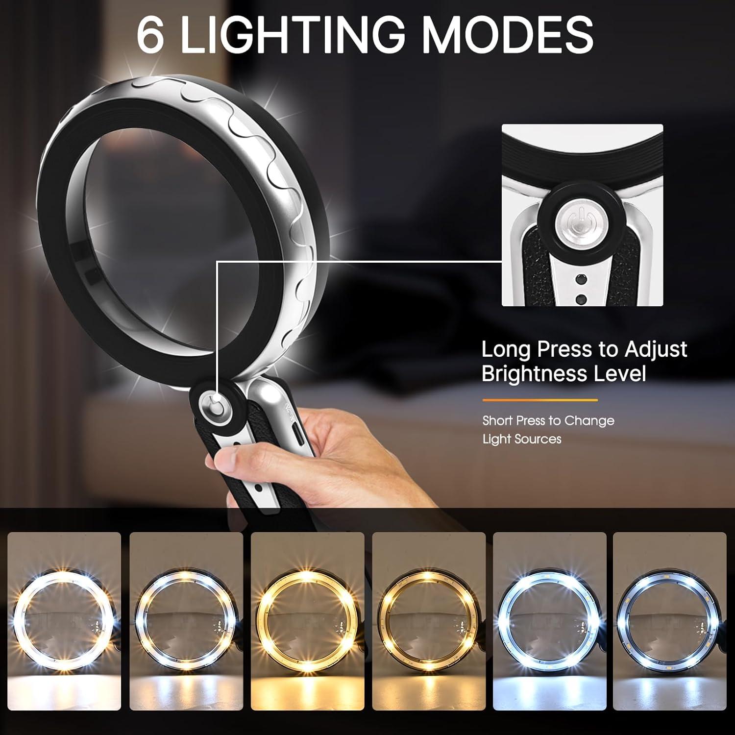 Lupa de Mano Huiboer 45X con Luz LED y Batería 1200mAh