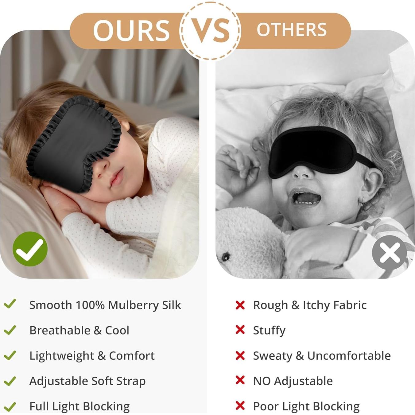 Máscara de Sueño para Niños Spacepower 100% Seda Negra