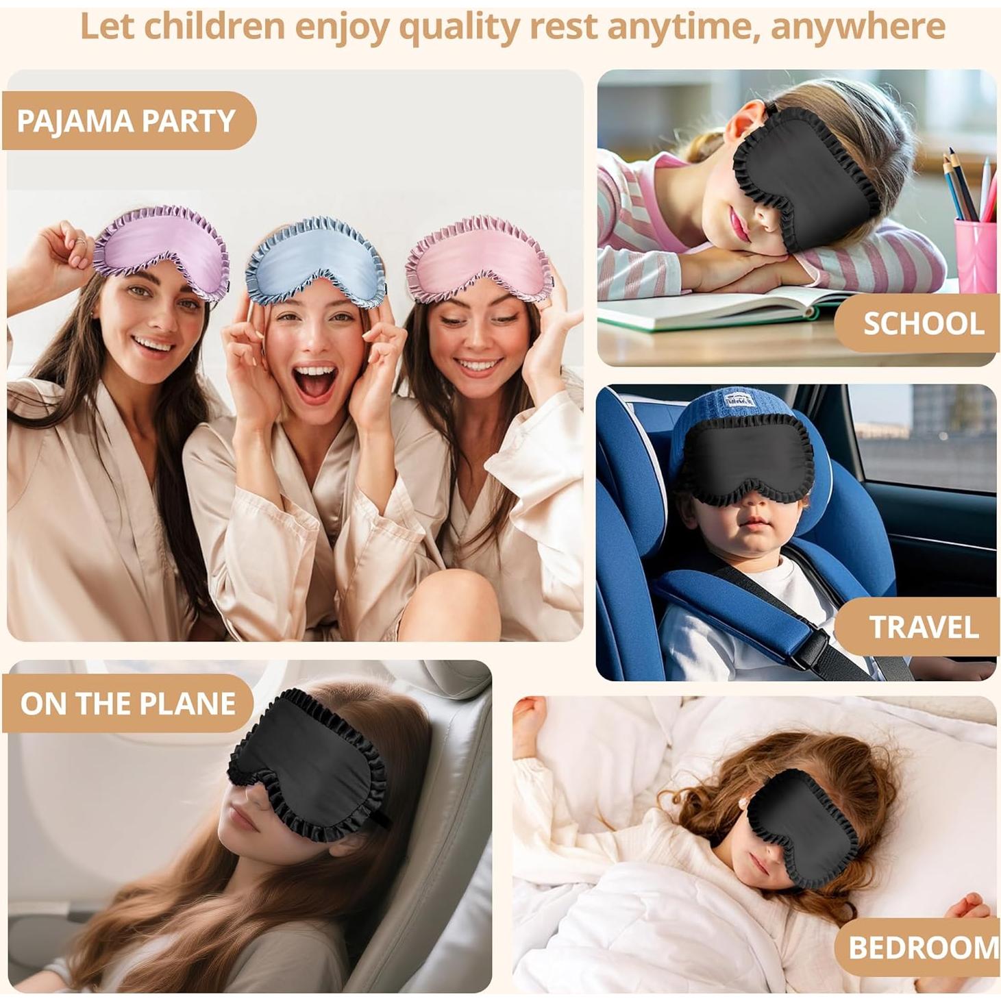 Máscara de Sueño para Niños Spacepower 100% Seda Negra