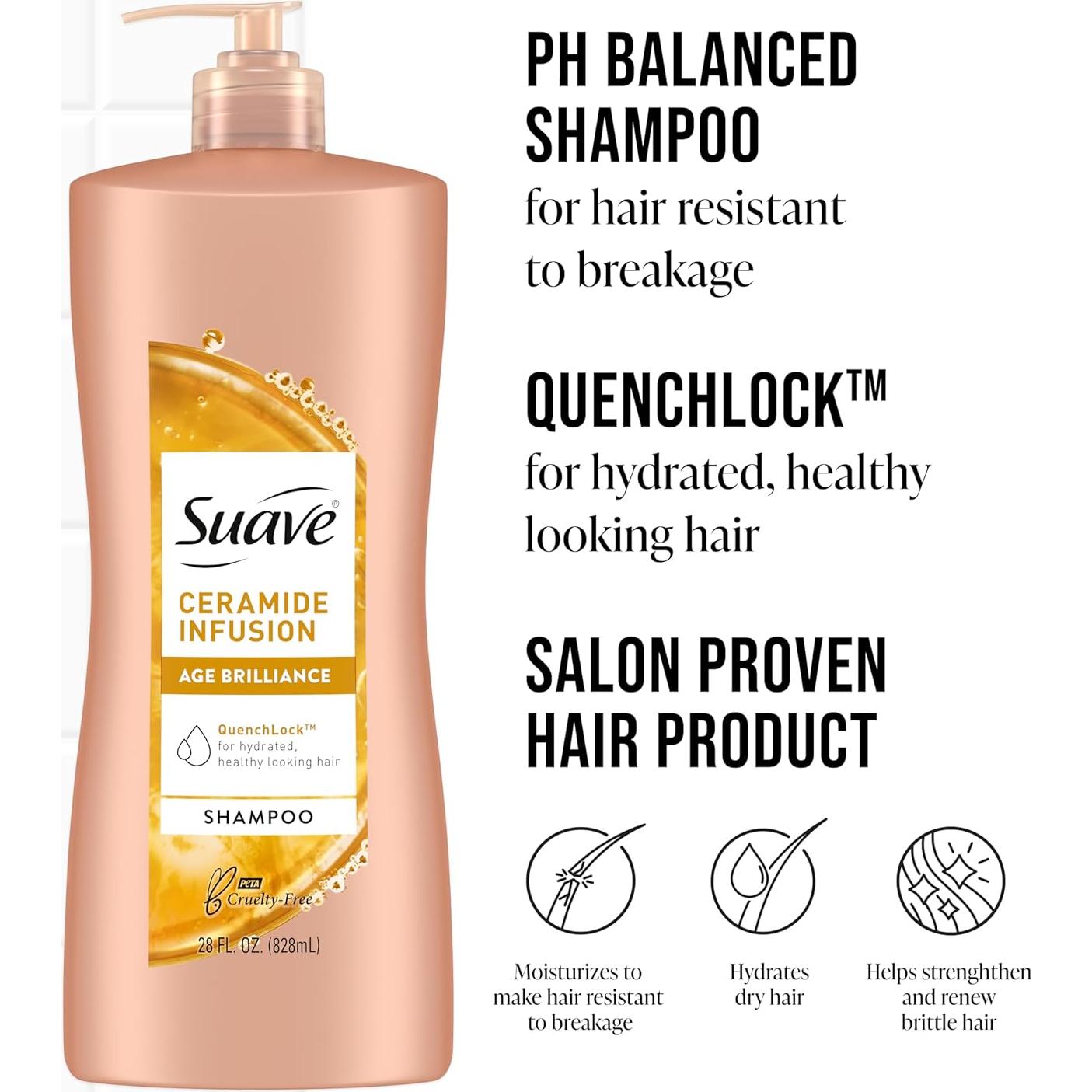 Champú Suave Ceramide Age Brilliance 4x700ml Anti-Frizz