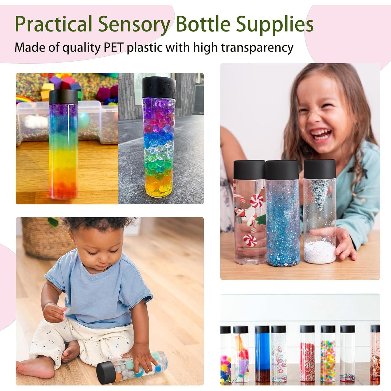 16 Botellas de Plástico Transparentes 300 ml DI QIU REN con Tapas