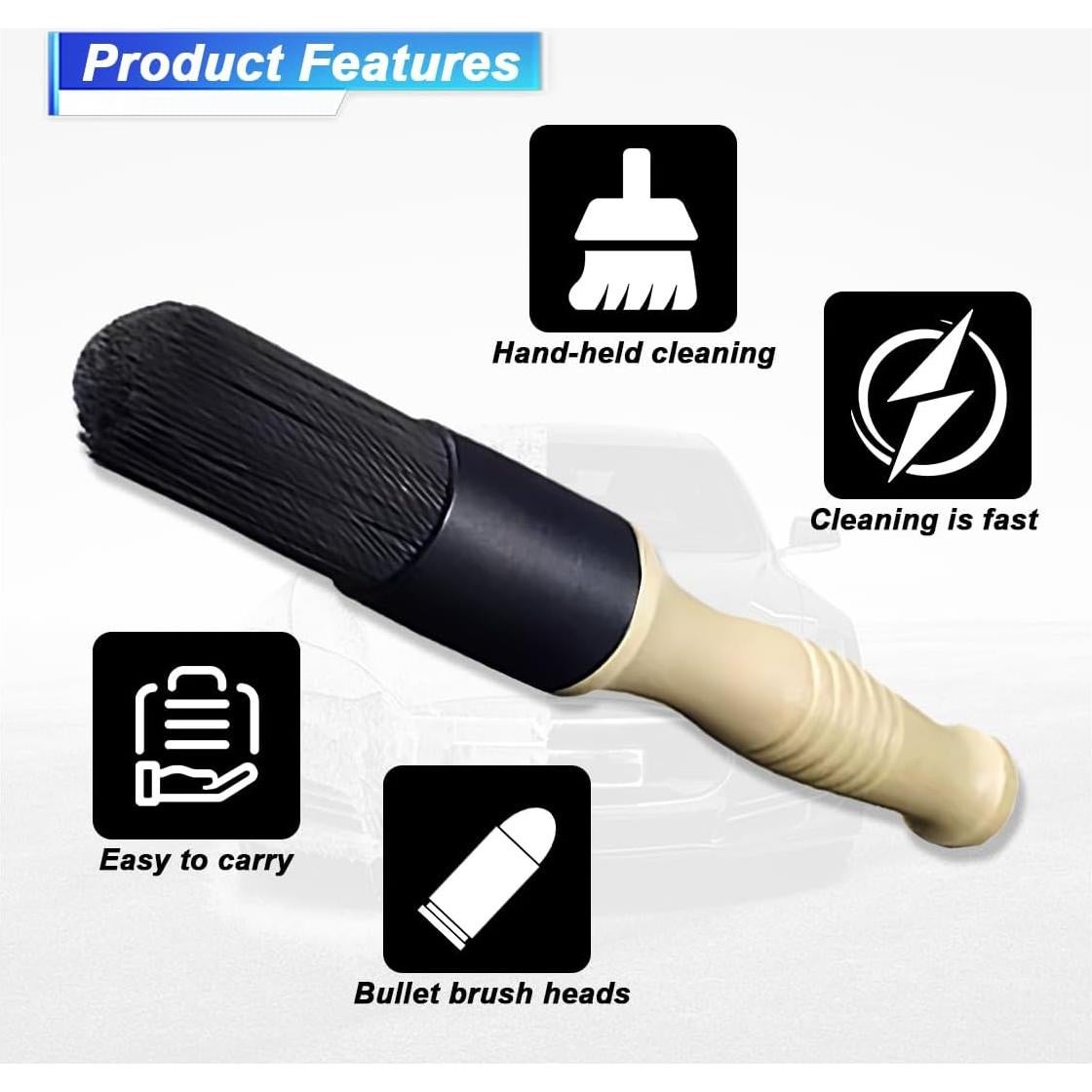 Cepillo de Limpieza de Piezas de Automóvil UHANBUT 25cm Beige/Negro