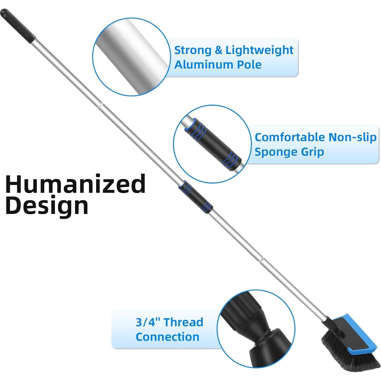 Kit de Lavado de Autos Wontolf 65 cm con Cepillo y Mitón Azul