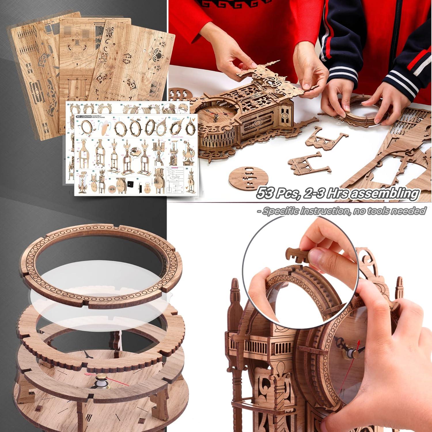 Reloj Torre LED 3D de Madera FUNPOLA - Puzzle DIY