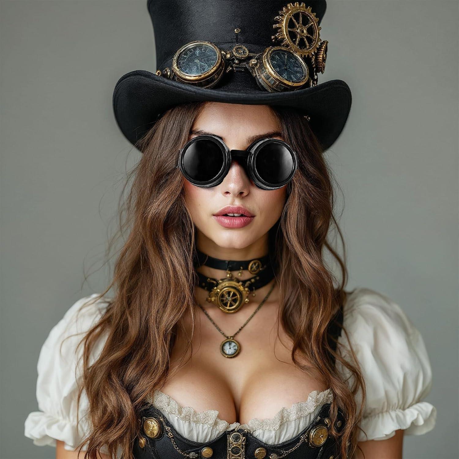 Gafas Steampunk Vintage Ajustables APLZGMG - Negro Mate
