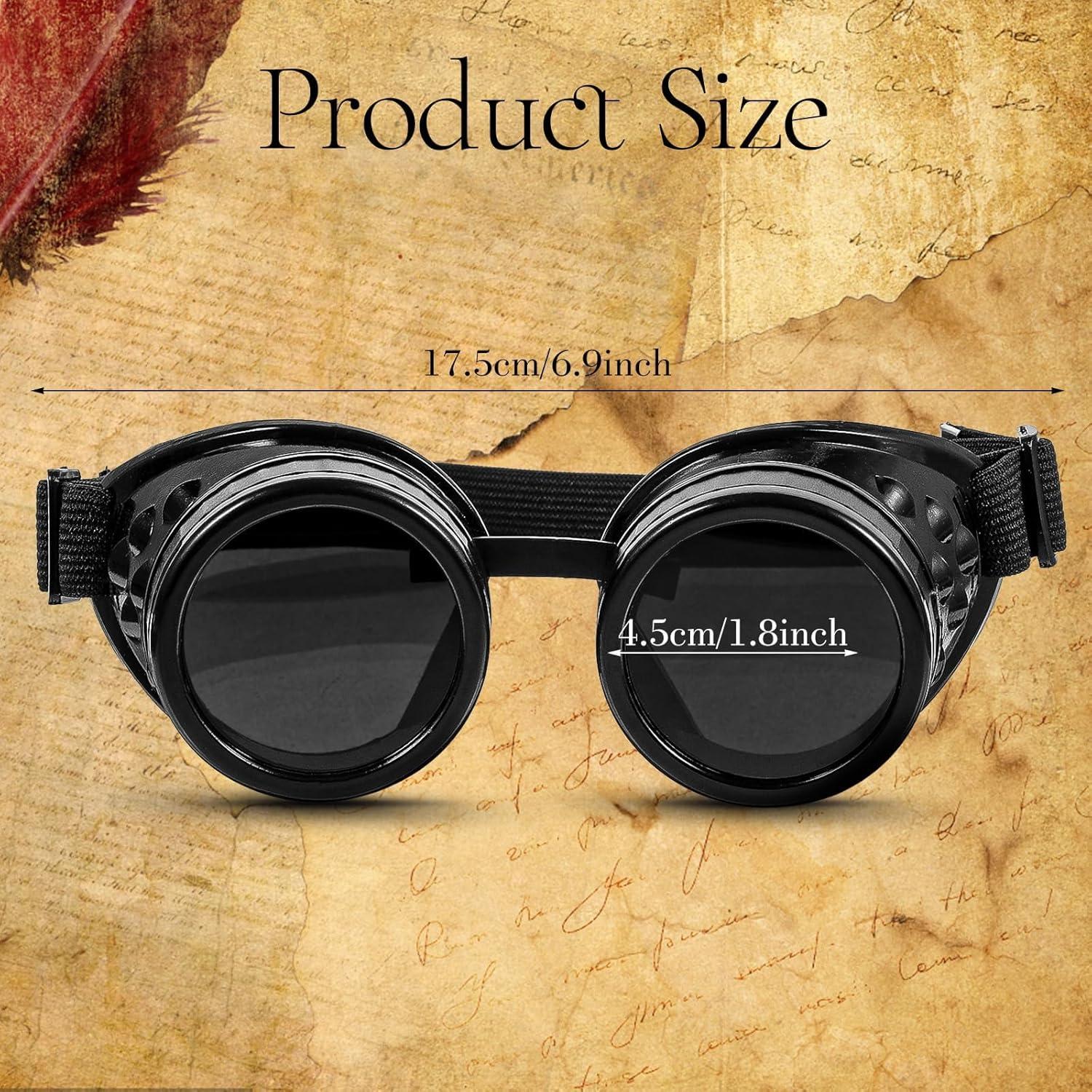 Gafas Steampunk Vintage Ajustables APLZGMG - Negro Mate