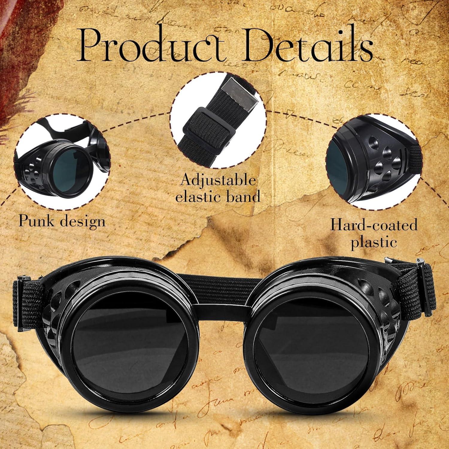 Gafas Steampunk Vintage Ajustables APLZGMG - Negro Mate