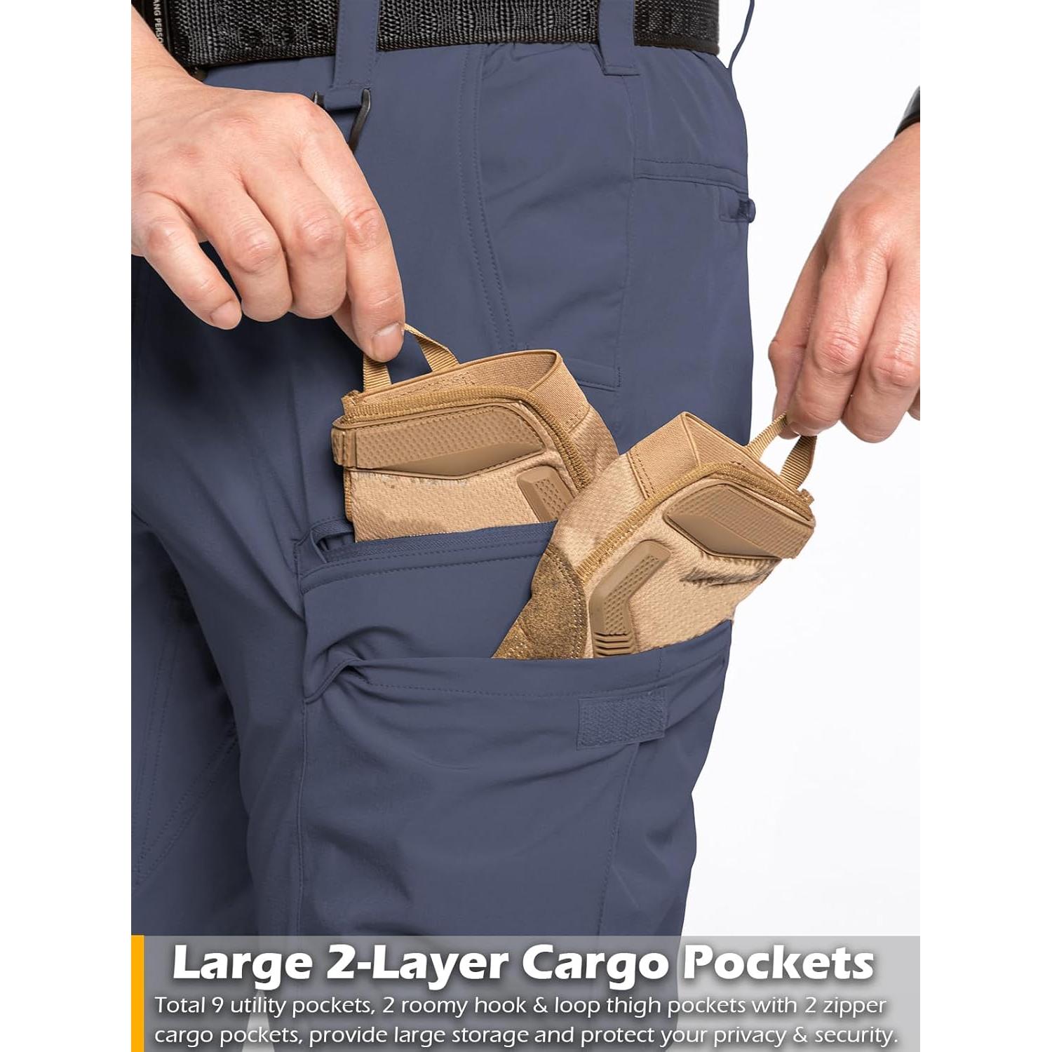 Pantalones Tácticos CARWORNIC Hombre Secado Rápido 9 Bolsillos