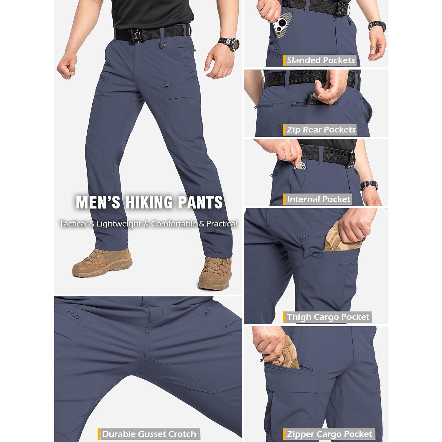 Pantalones Tácticos CARWORNIC Hombre Secado Rápido 9 Bolsillos