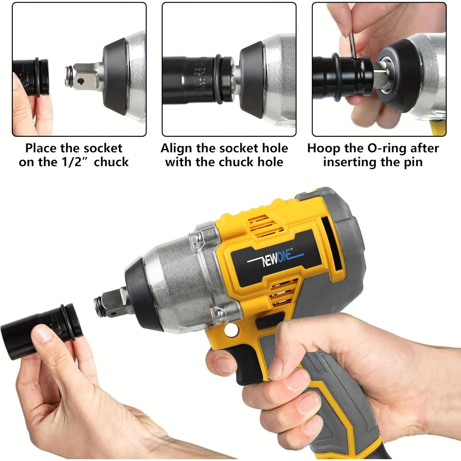 Llave de impacto sin cable NEWONE 20V 500N.m 2.63kg con accesorios