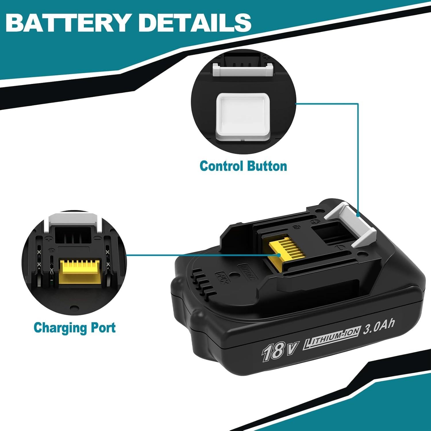 Batería de Reemplazo 3000mAh 18V CHAUNVEN para Makita
