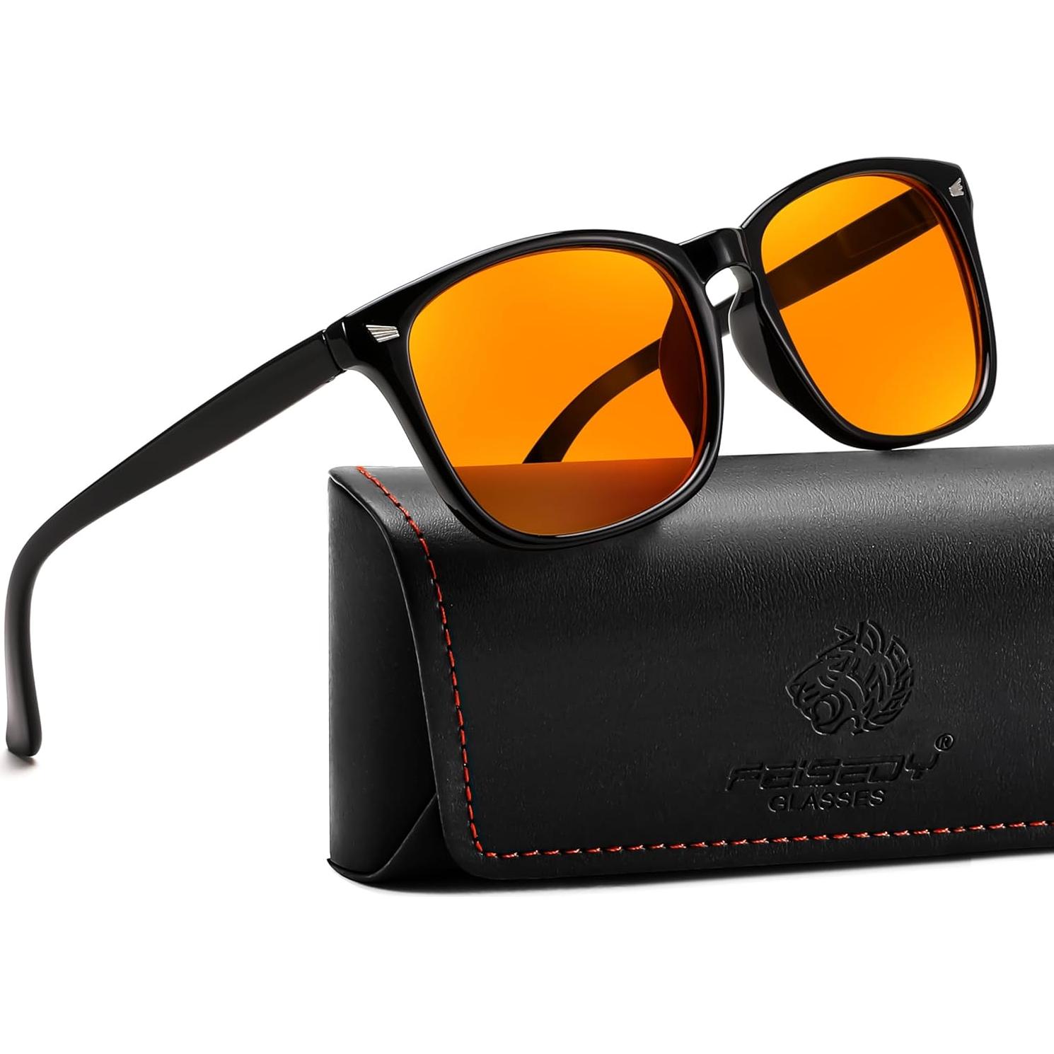 Gafas Bloqueadoras de Luz Azul FEISEDY Ámbar para Hombre y Mujer